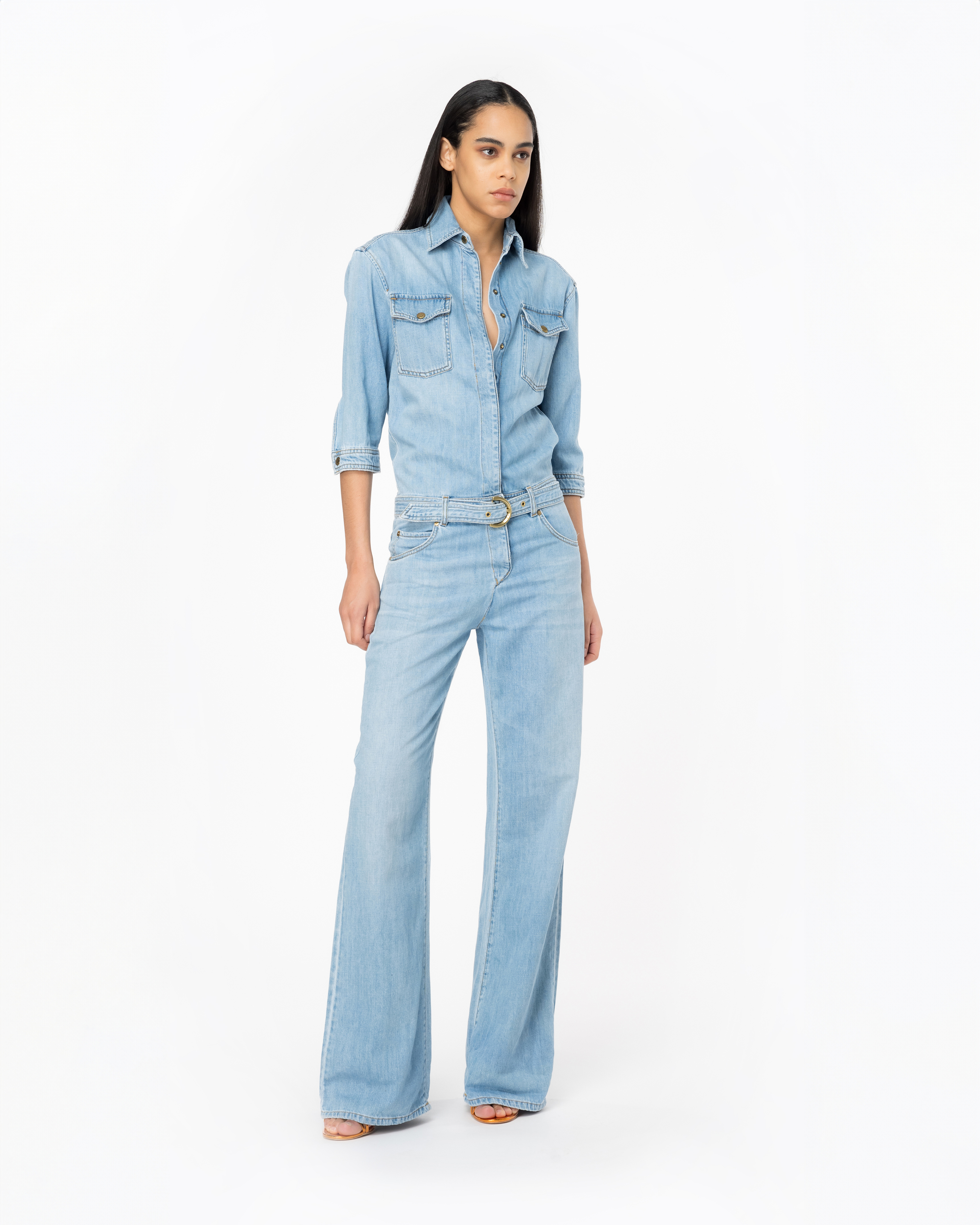 Shop Pinko Combinaison En Denim Léger In Light Wash