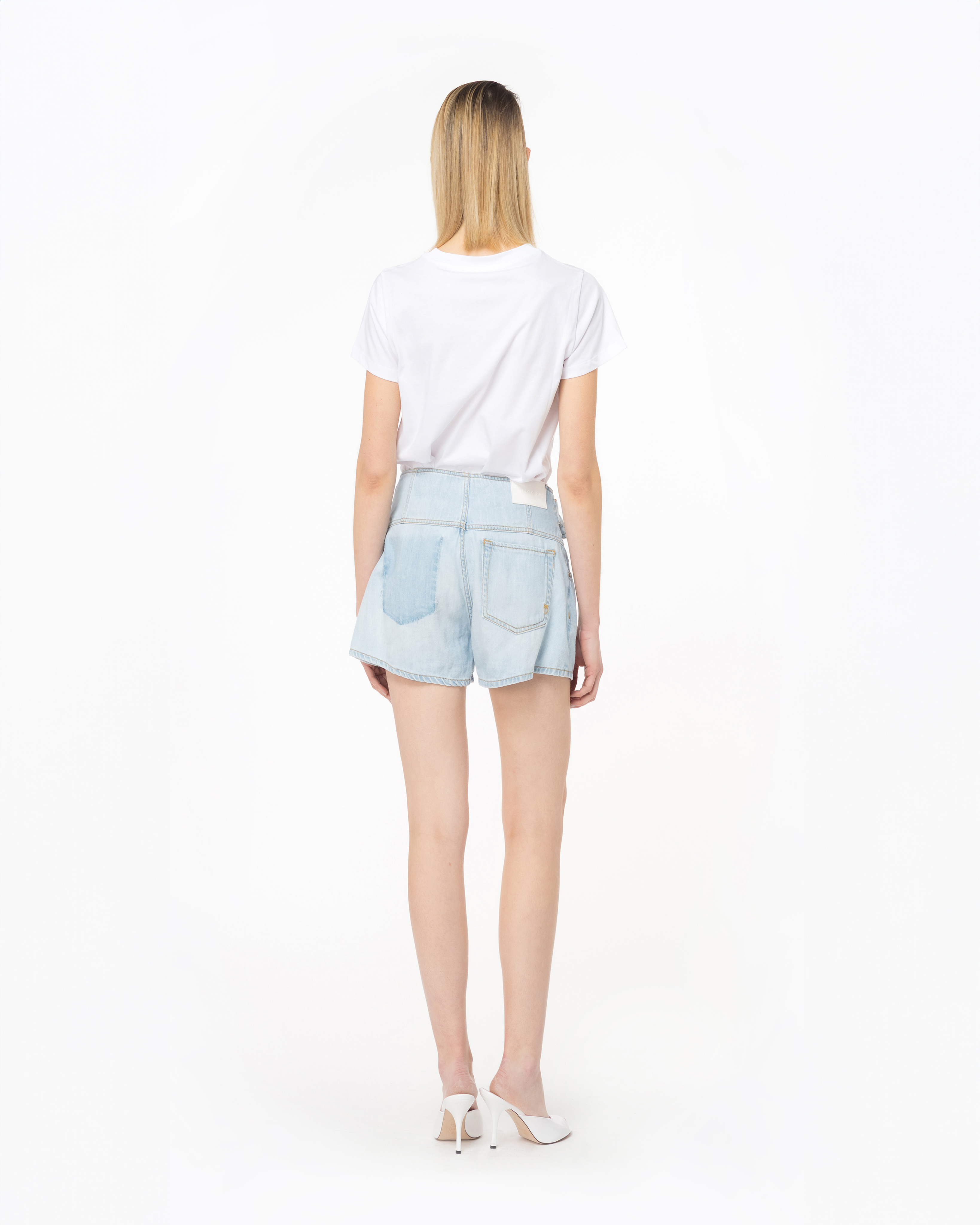 Shop Pinko Lightweight Denim Shorts In Délavage Clair