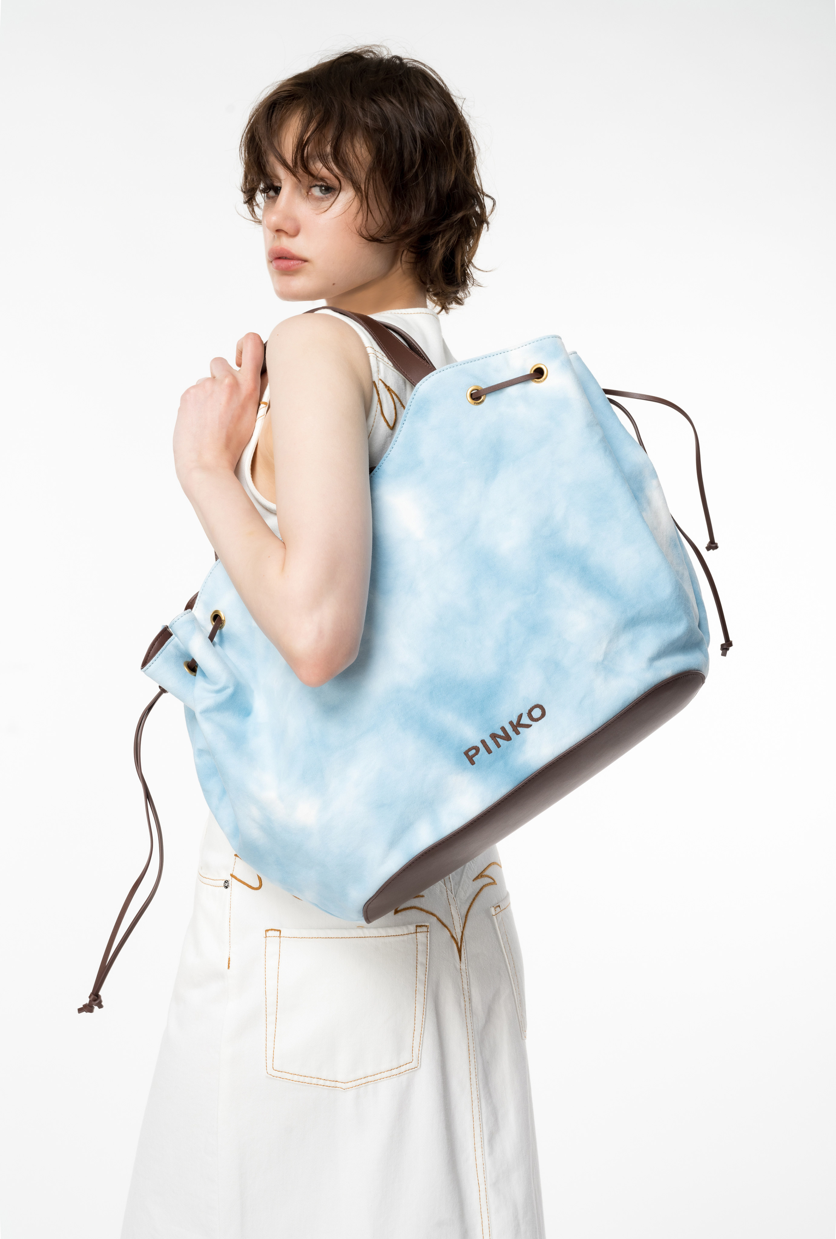 Сумка Extra Pagoda Shopper из холщовой ткани с узором в технике Tie & Dye - СИНИЙ - large