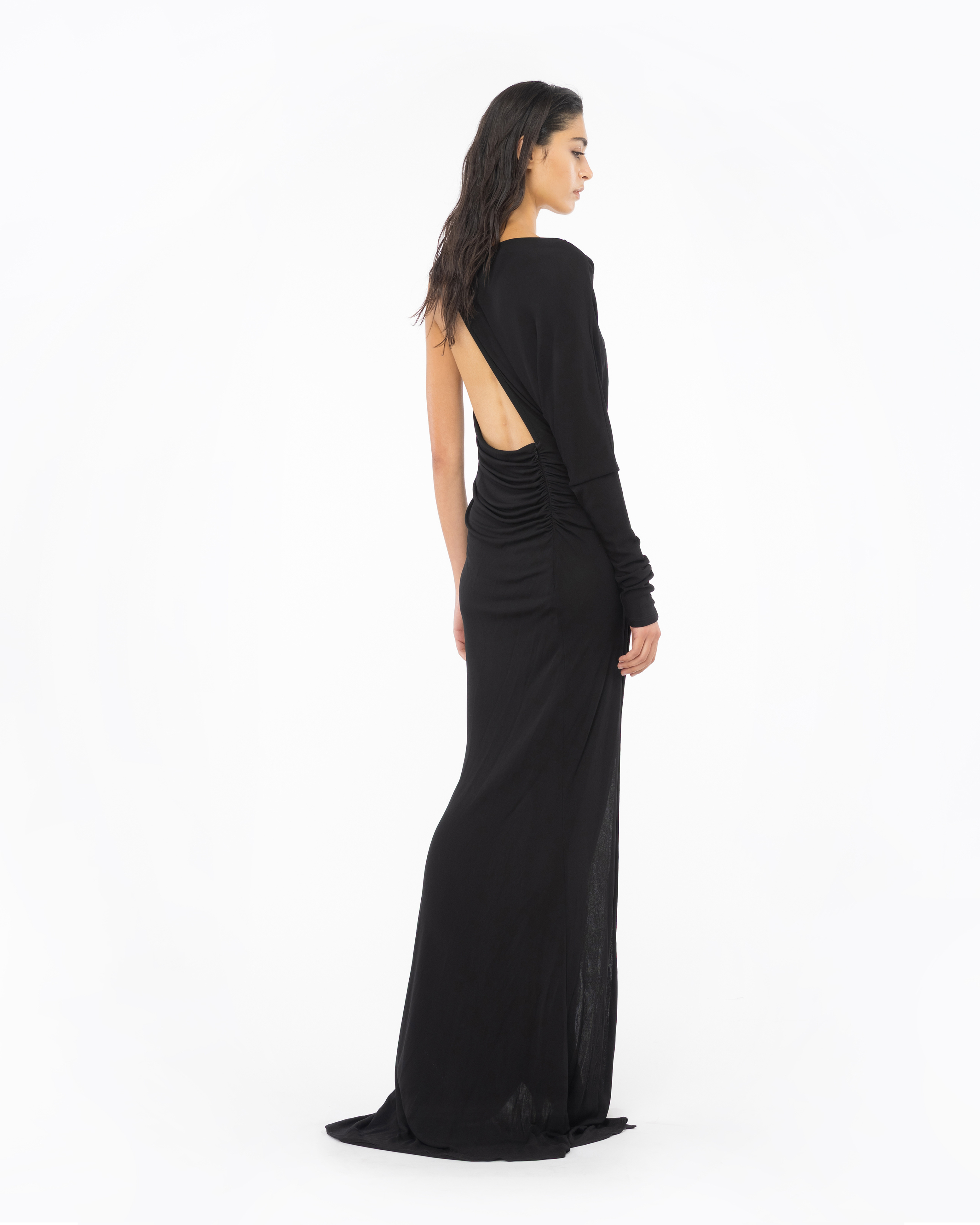 Shop Pinko Crepe Interlock Mermaid Dress In Limo Black