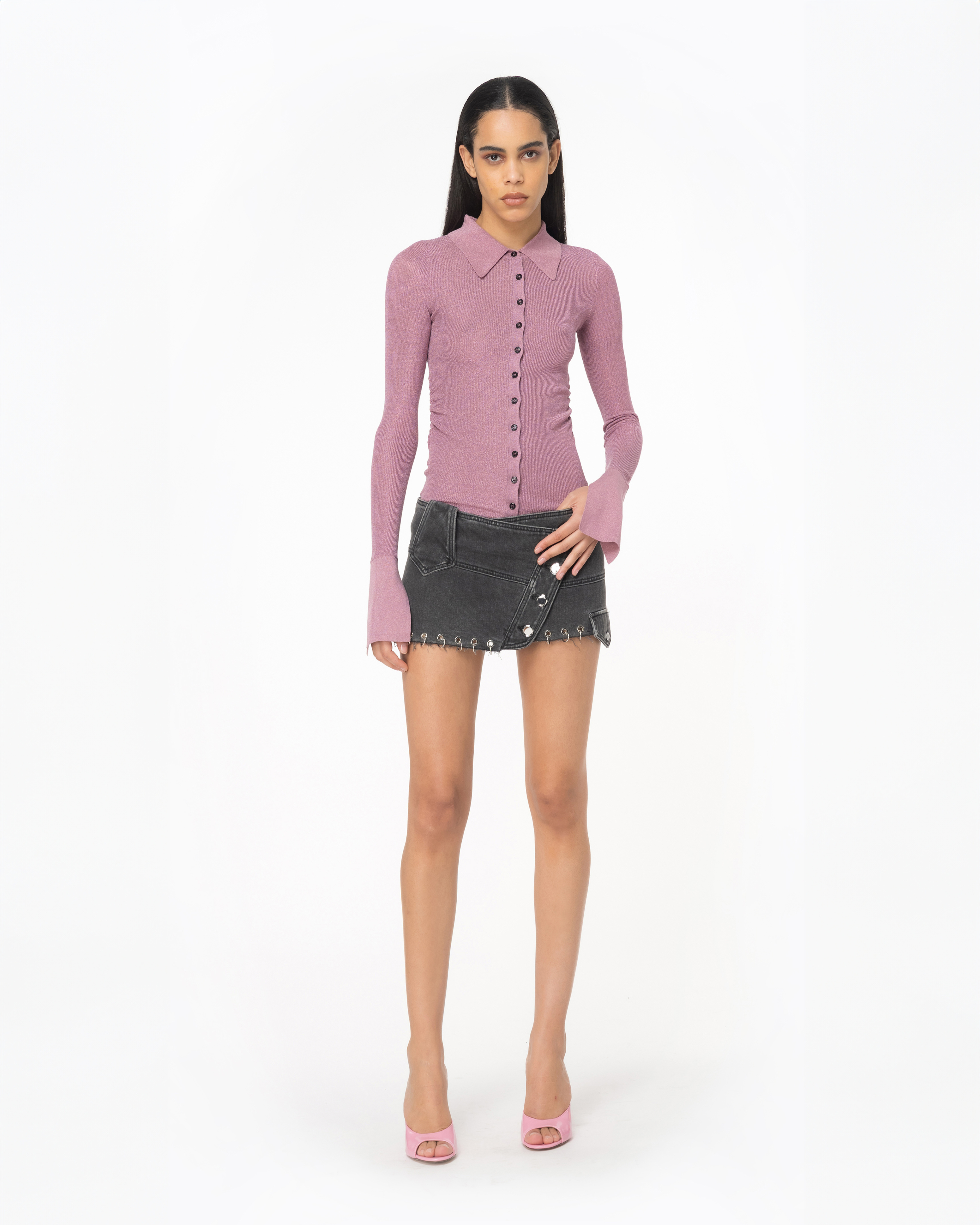 Shop Pinko Lurex And Viscose Shirt In Nectar De Raisin