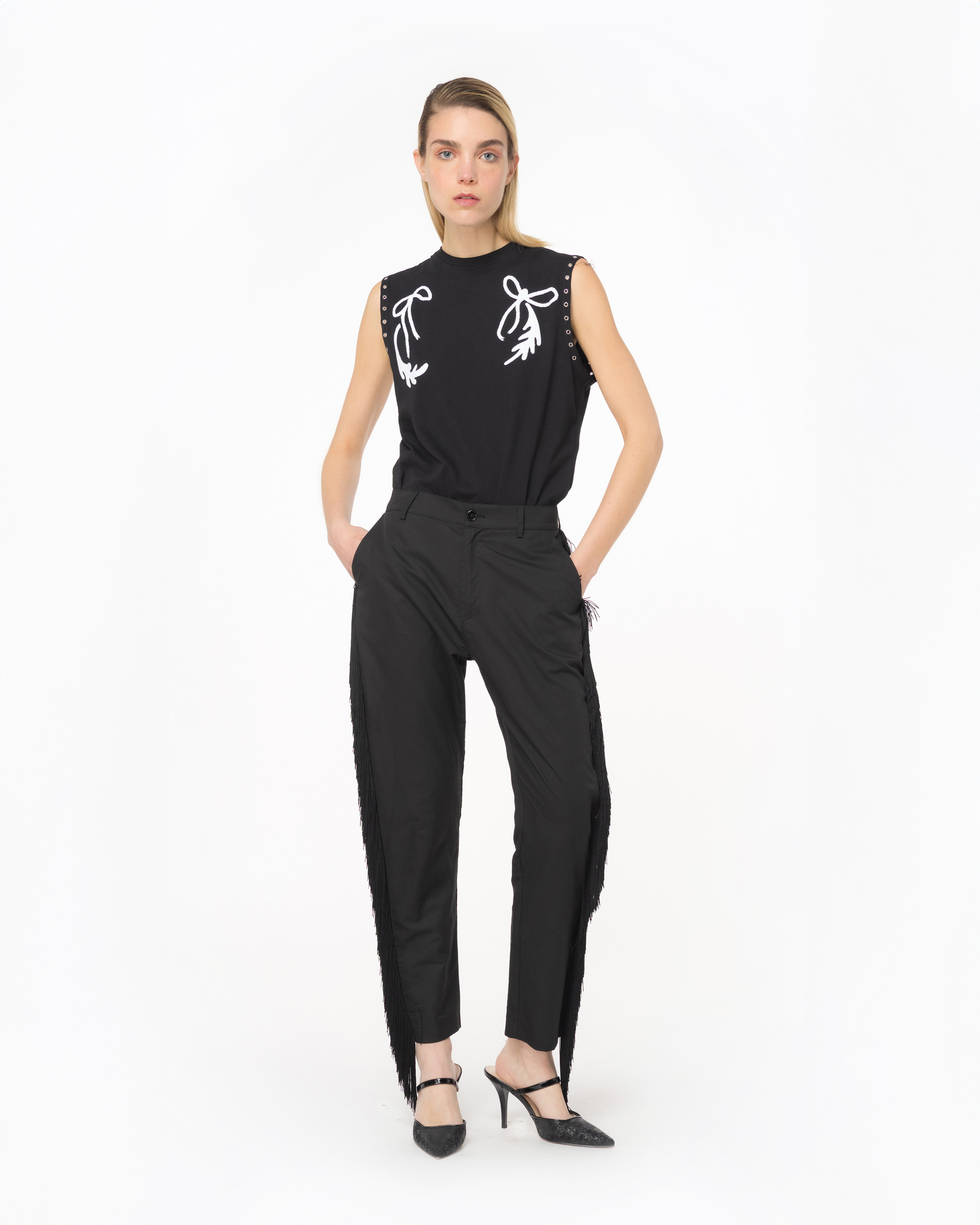 Shop Pinko T-shirt Senza Maniche Stampa Rodeo In Nero Limousine