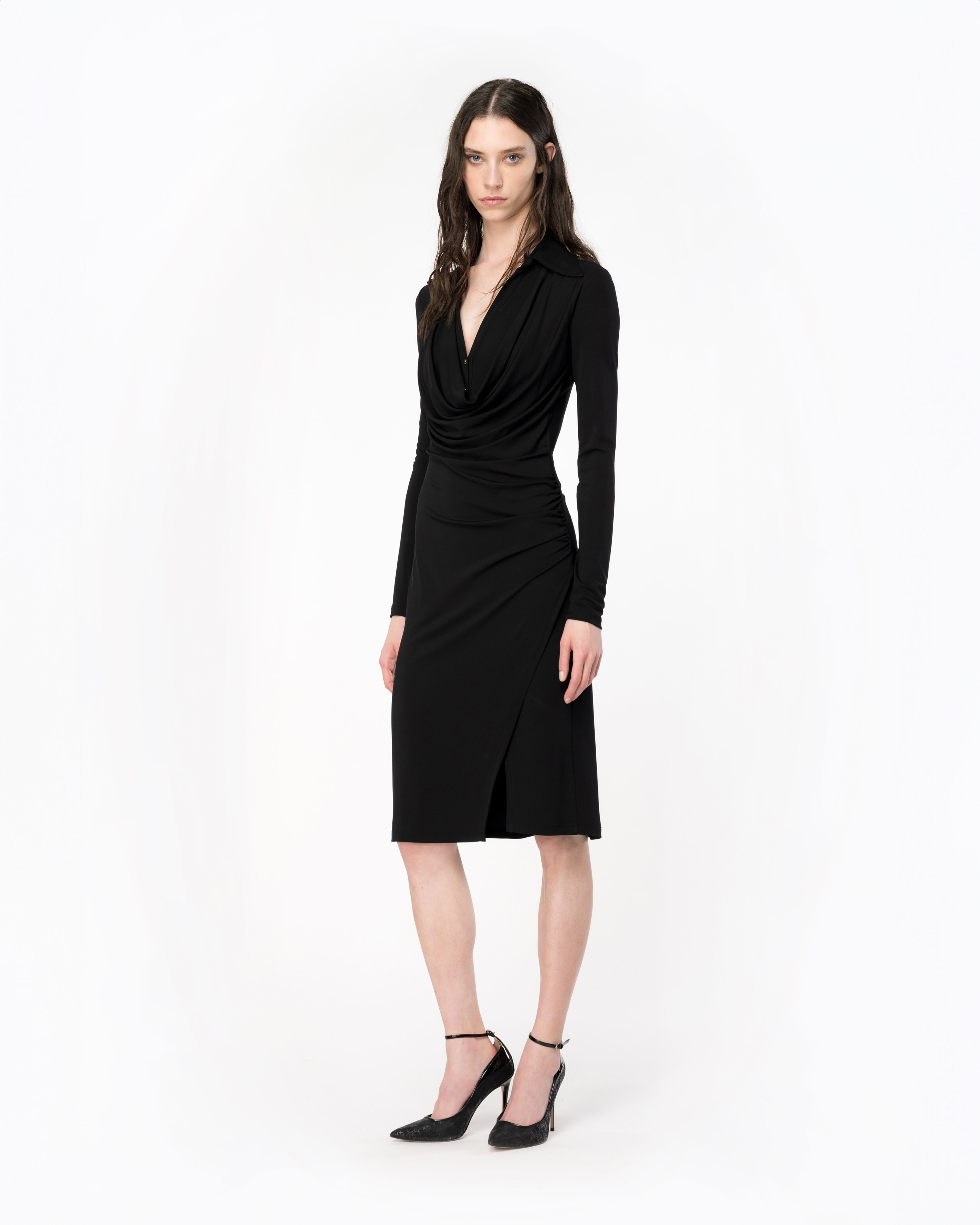 Interlock midi dress with draping PINKO → Shop Online