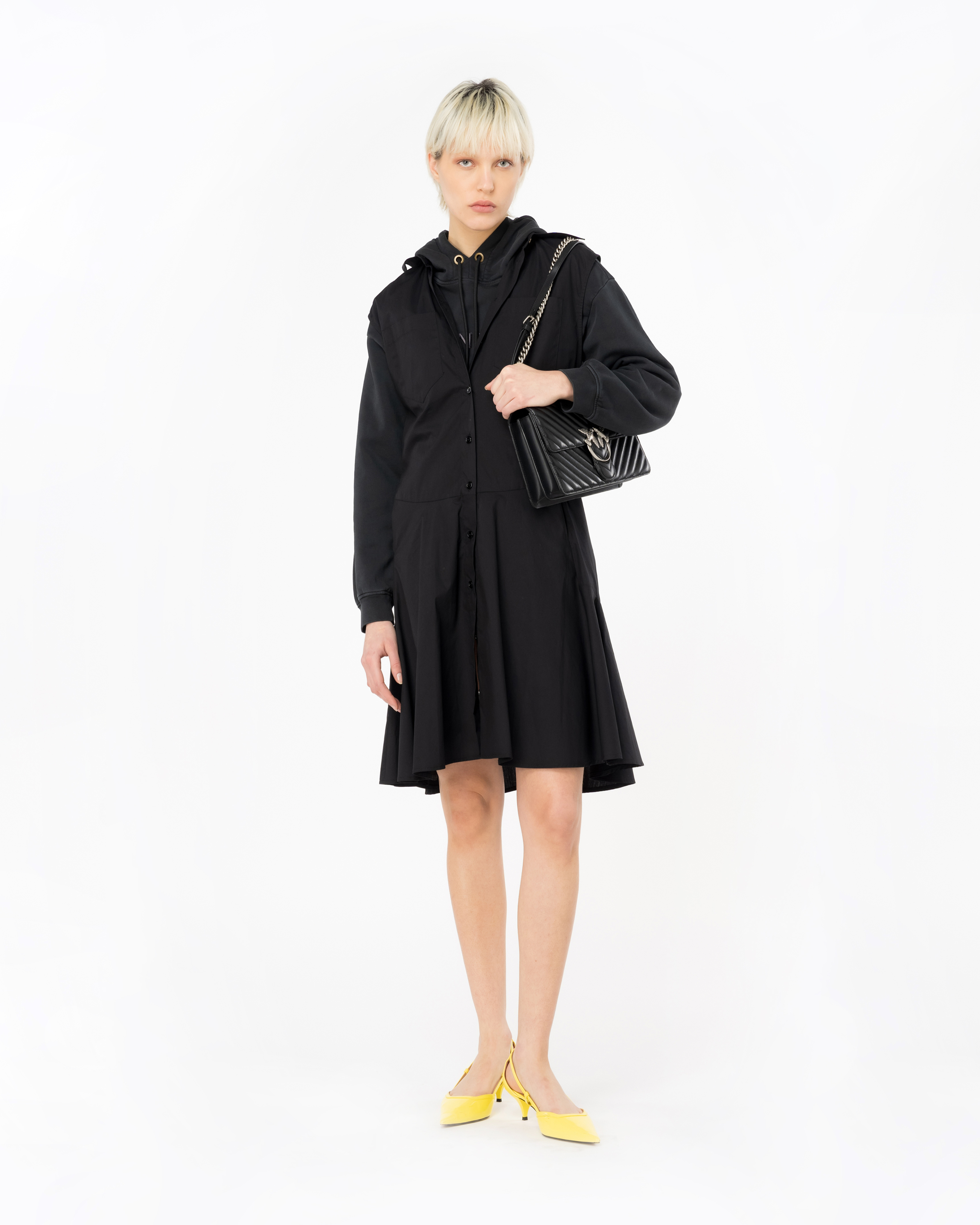 Shop Pinko Shirt Dress With Love Birds Belt In Noir Limousine