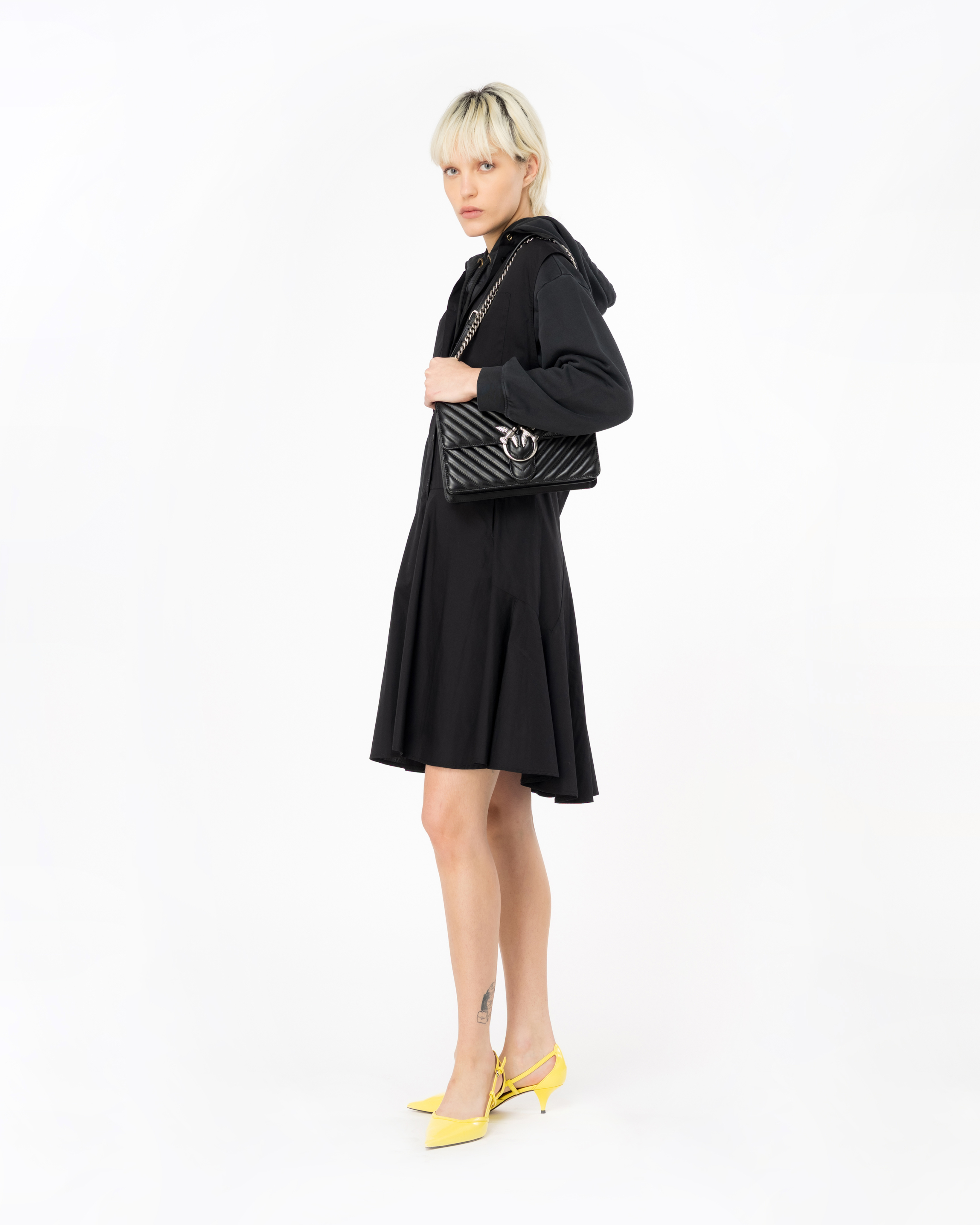 Shop Pinko Shirt Dress With Love Birds Belt In Noir Limousine