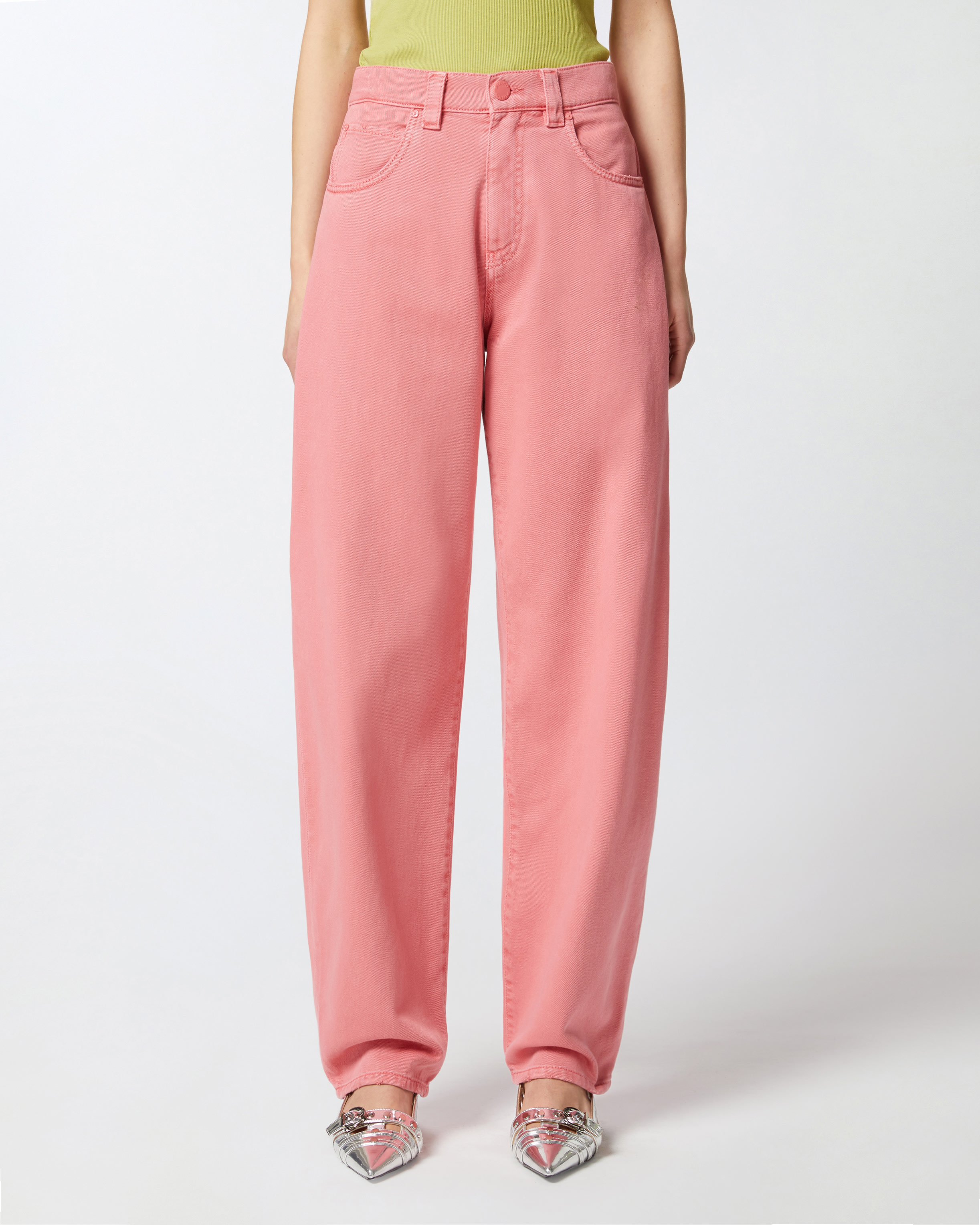 Pinko Balloon Trousers In Cotton Bull In Sunny Coral