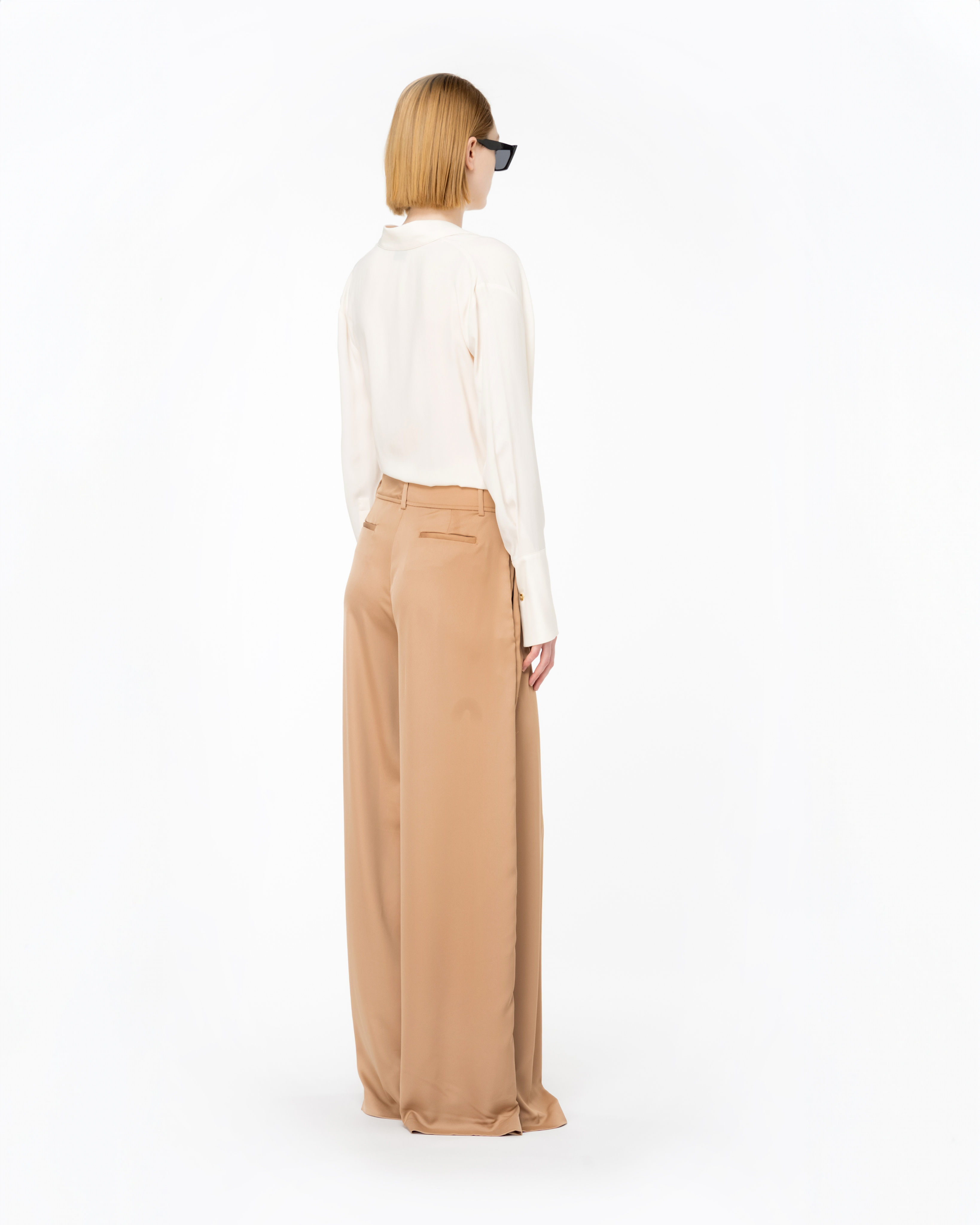 Shop Pinko Silk-blend Blouse With Draping In  Rose Fumé Blanc