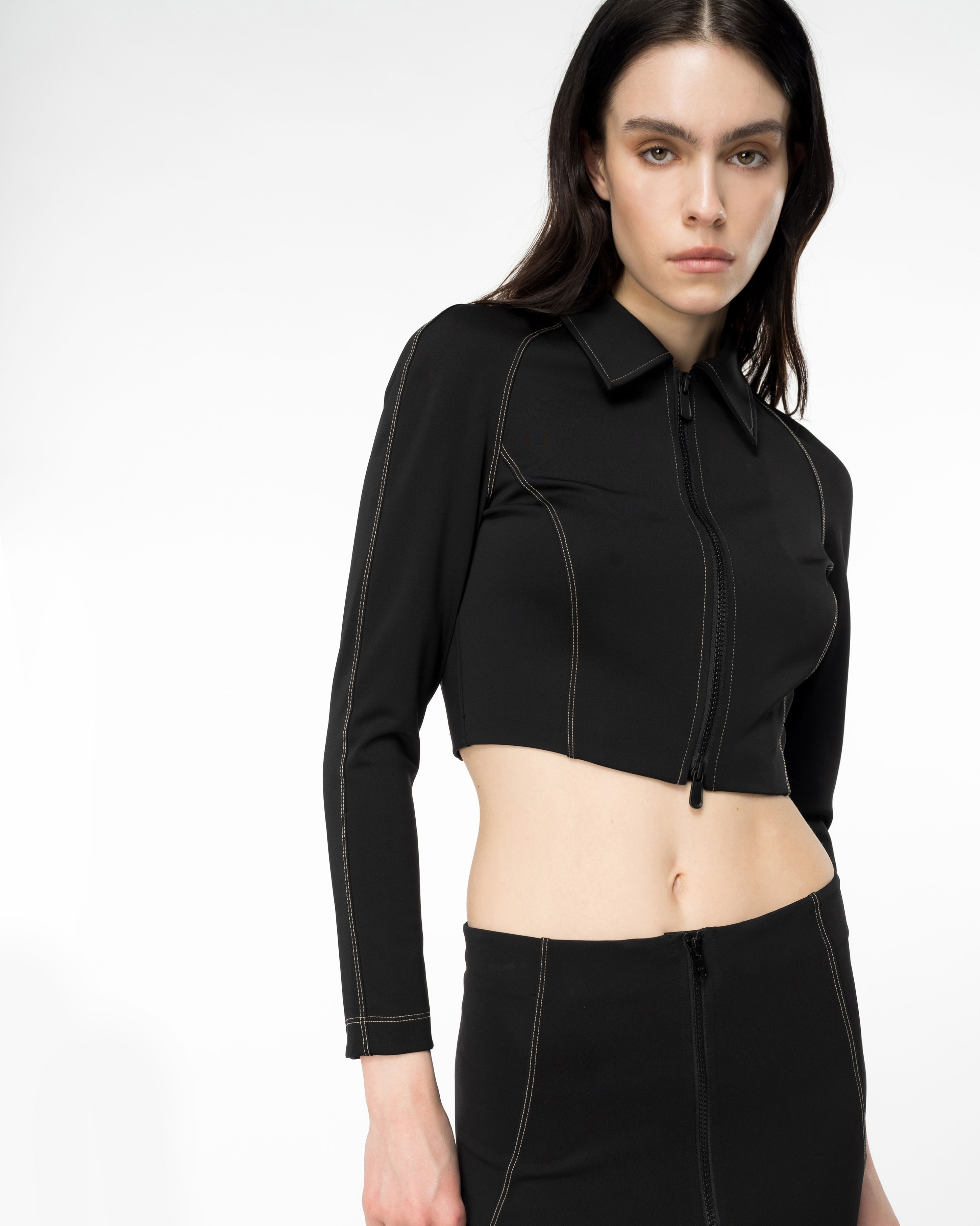 Shop Pinko Short Scuba Jacket In Noir Limousine