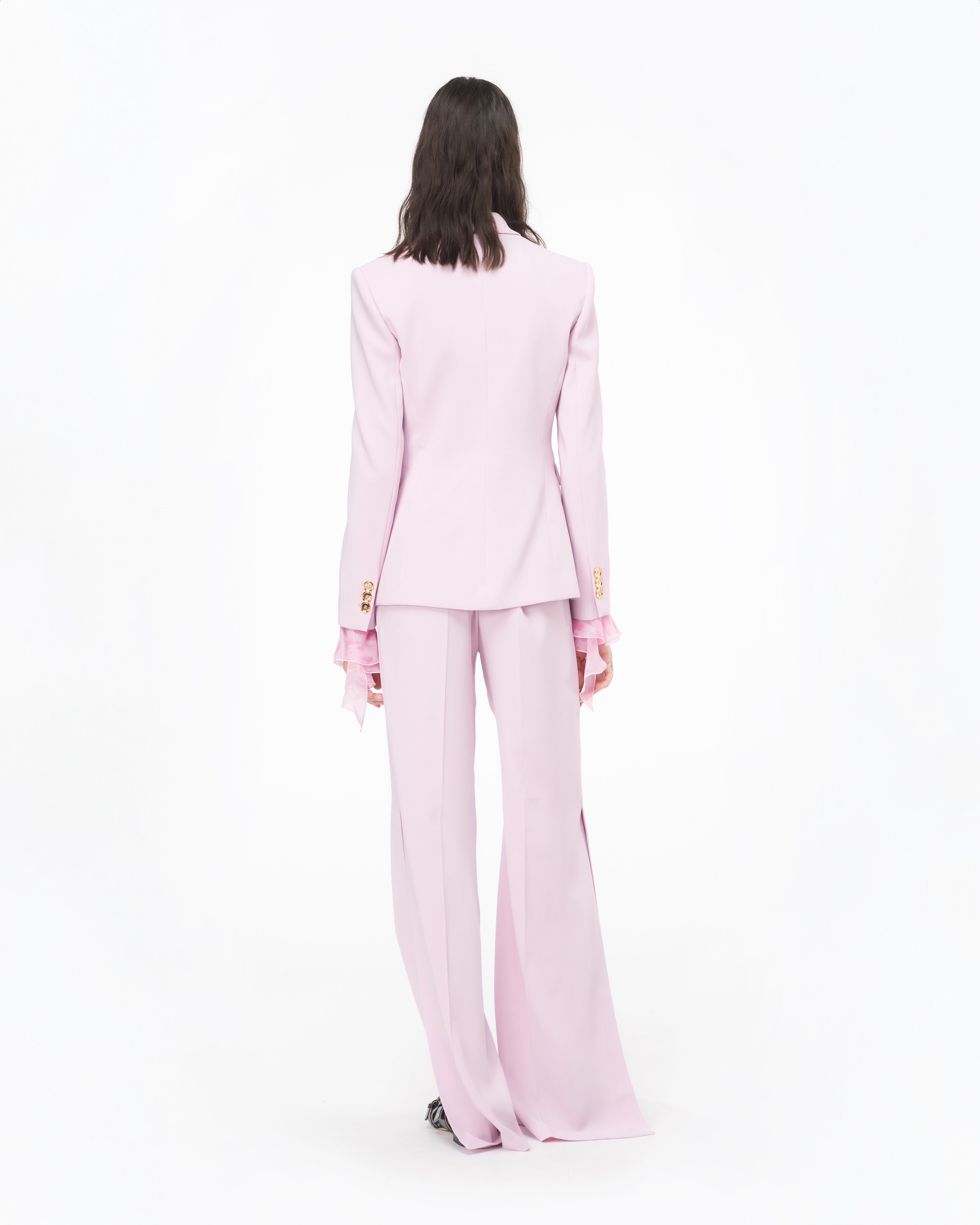 Shop Pinko Wide-leg Trousers With Side Slit In Orchid Smoke