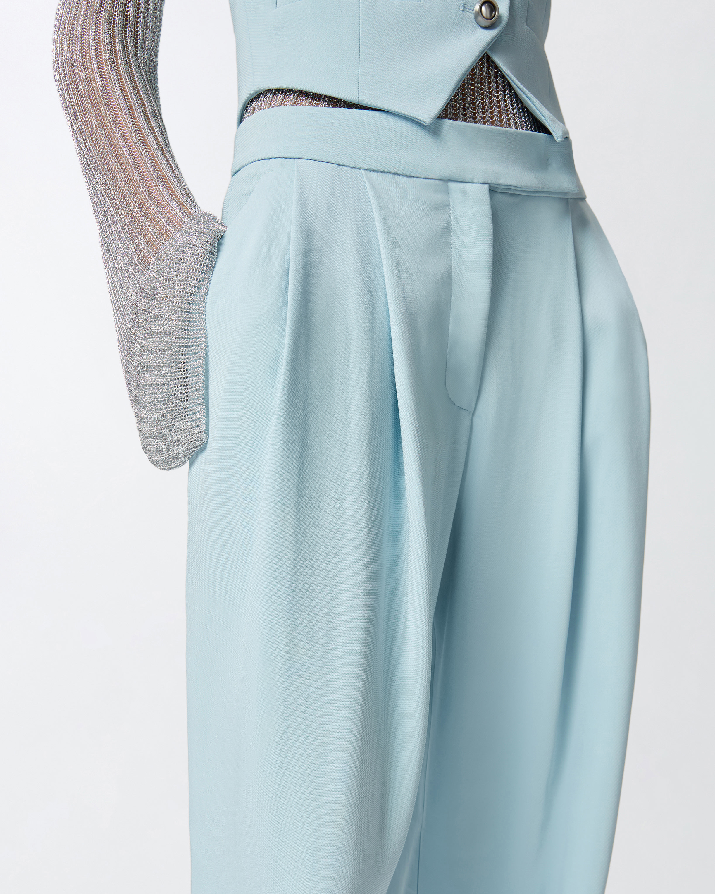 Pinko Elegant Wide-leg Trousers With Darts In Blu Cristallo