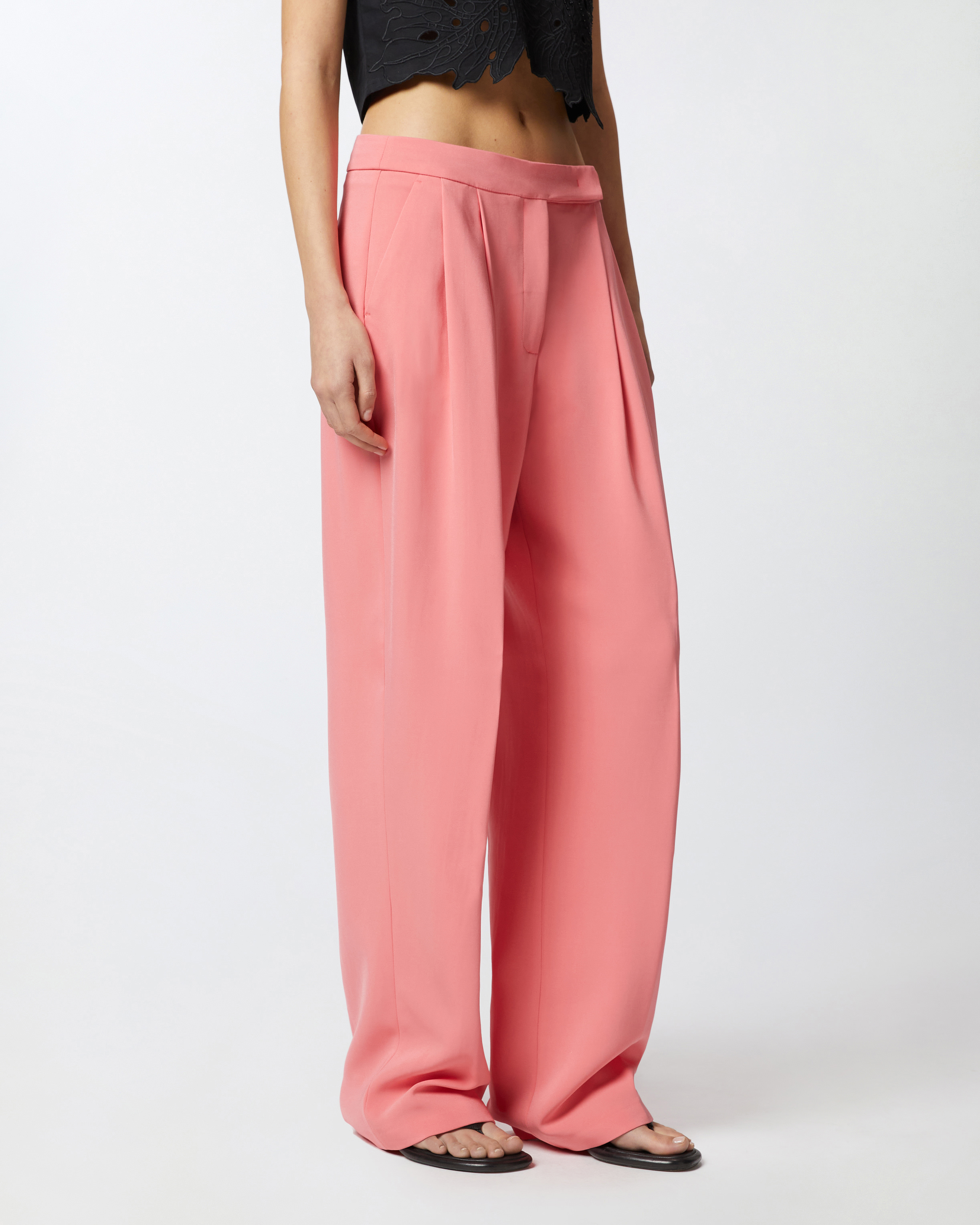Pinko Elegant Wide-leg Trousers With Darts In Sunny Coral
