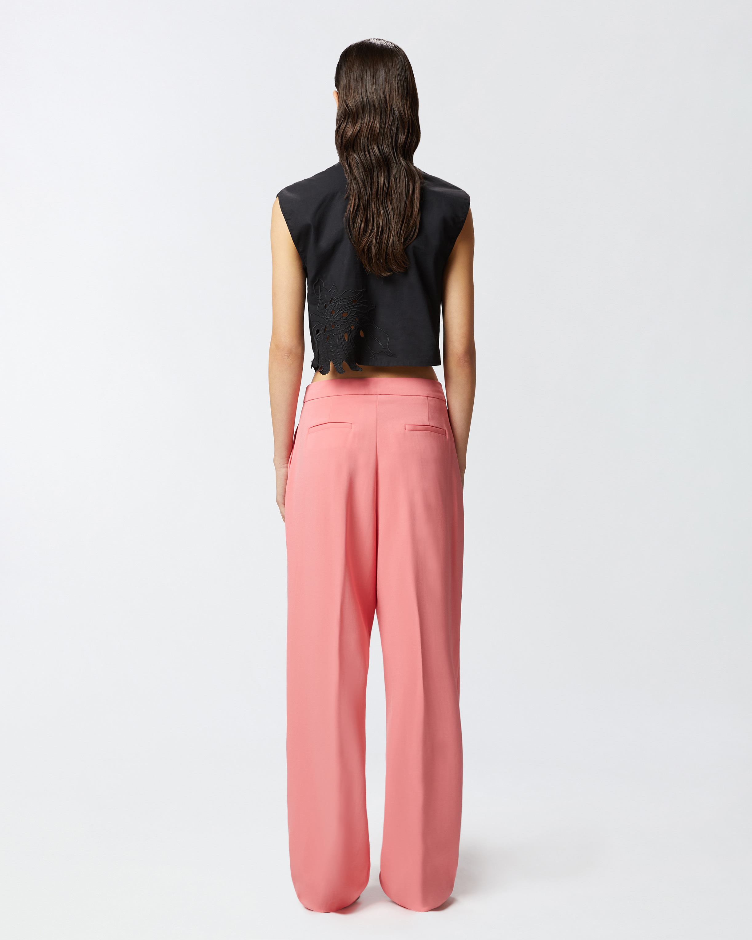 Pinko Elegant Wide-leg Trousers With Darts In Sunny Coral