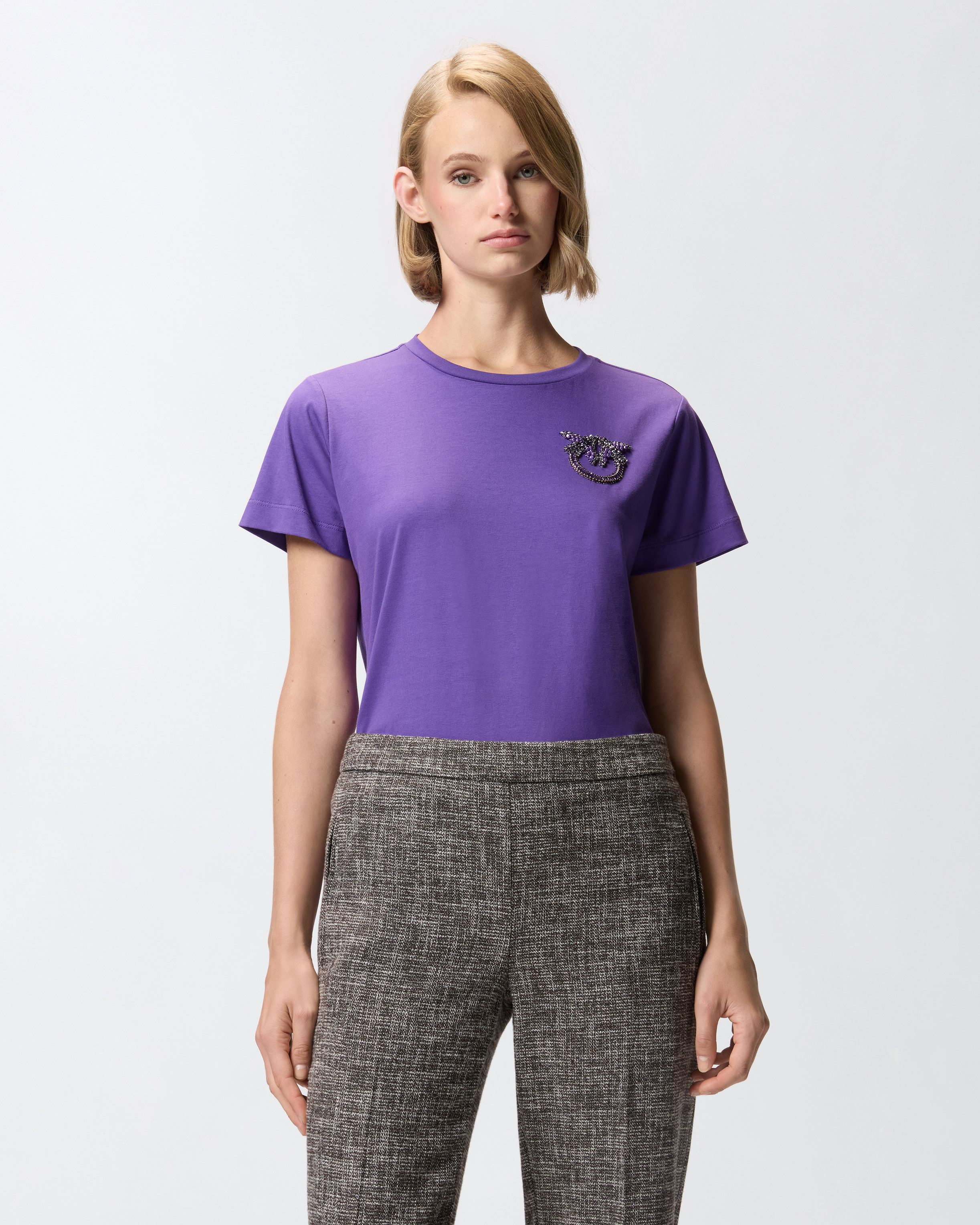 Camiseta con bordado del logotipo Love Birds en cristales 0