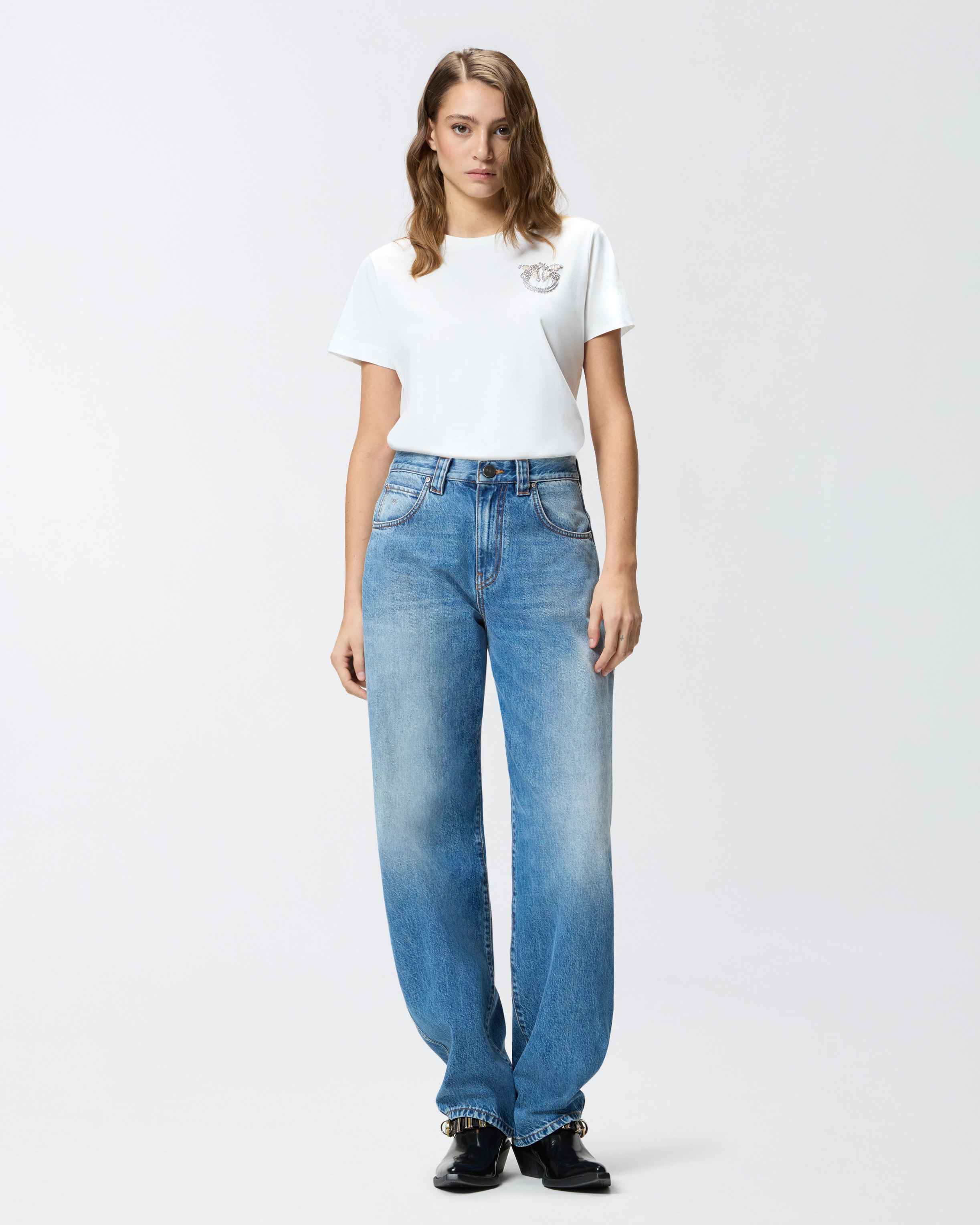 Camiseta con bordado del logotipo Love Birds en cristales 1