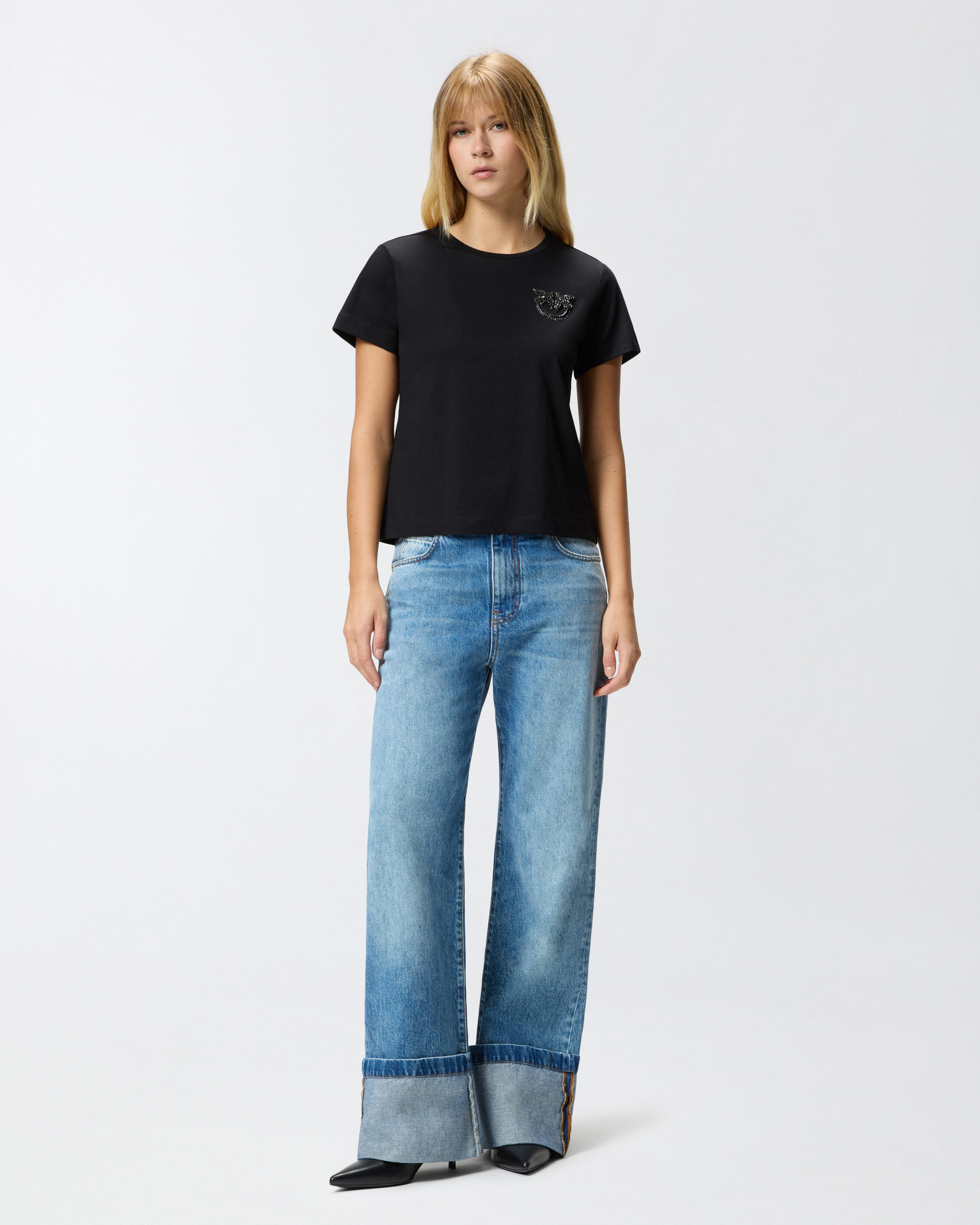 Camiseta con bordado del logotipo Love Birds en cristales 1