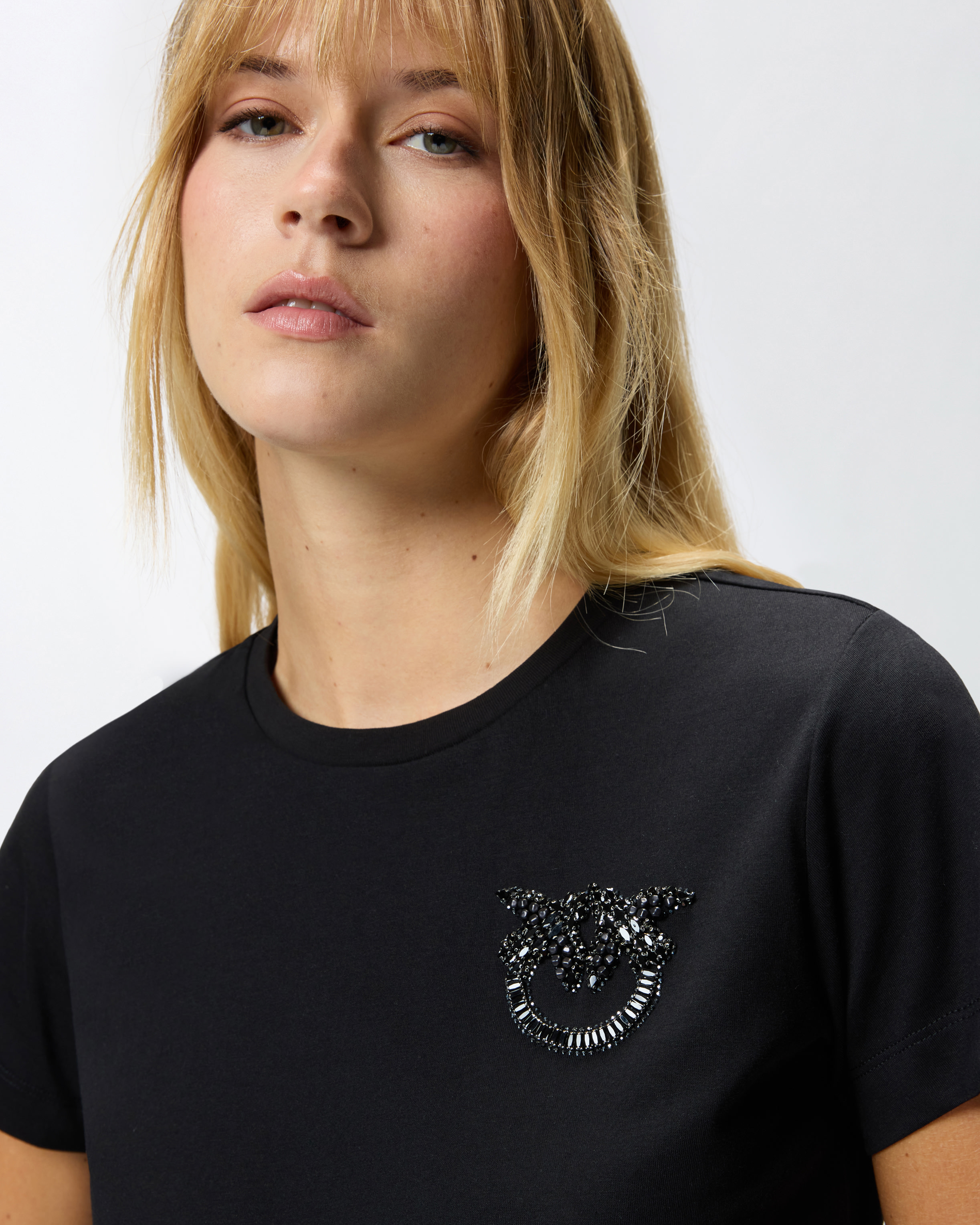 Camiseta con bordado del logotipo Love Birds en cristales 3