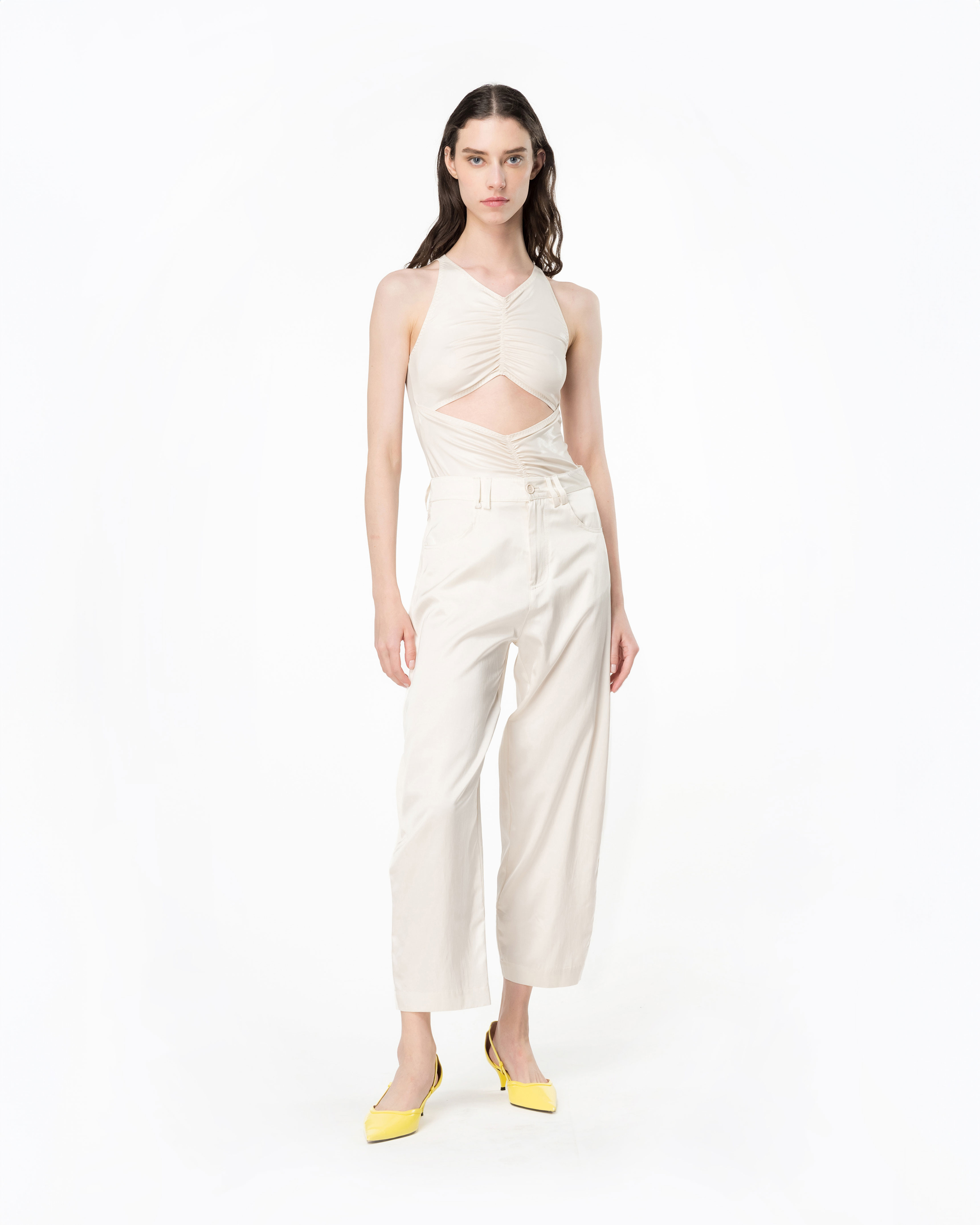 Shop Pinko Pantalon Barrel En Satin In Solid Pink