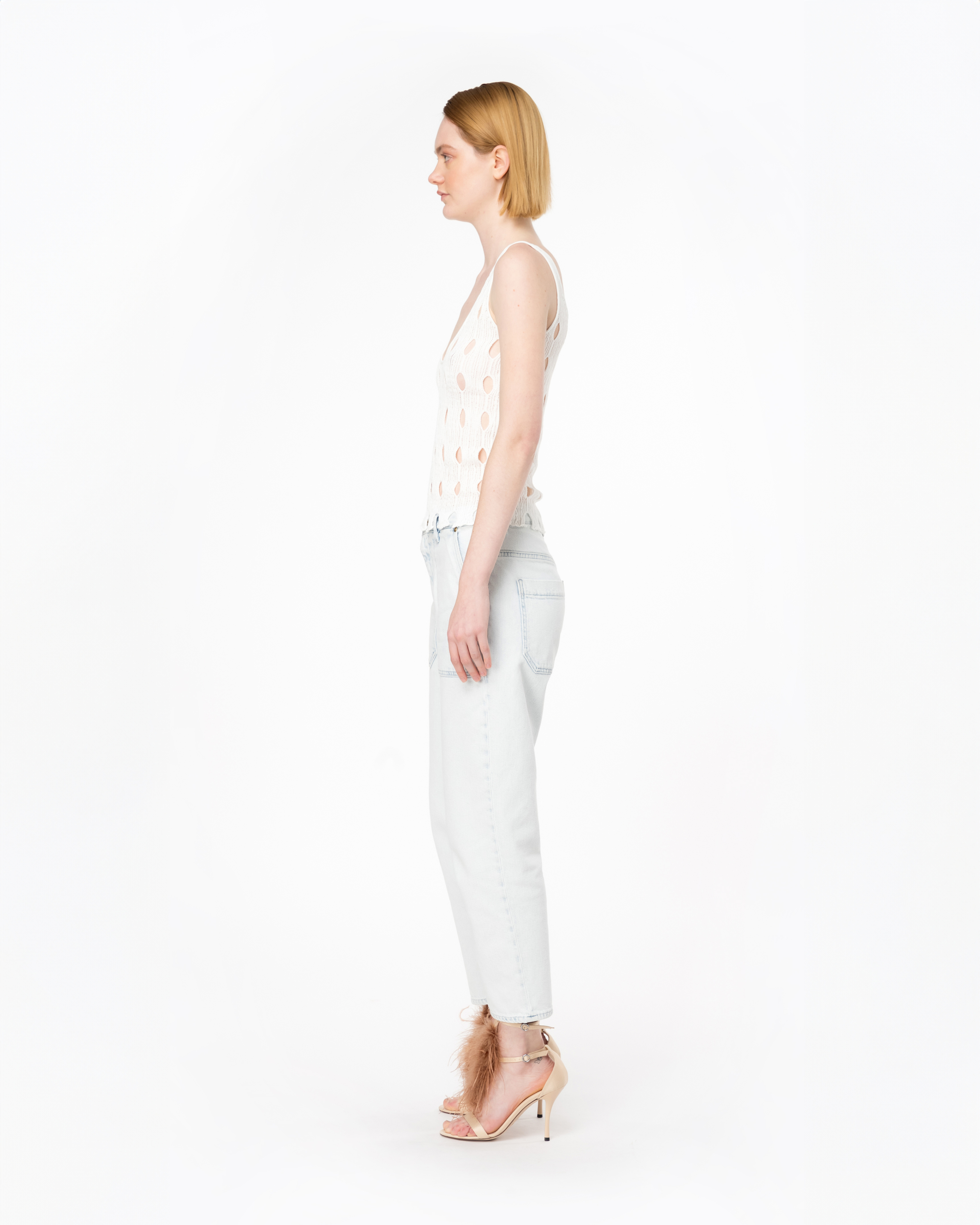 Shop Pinko Openwork Knit Vest Top In Bright White