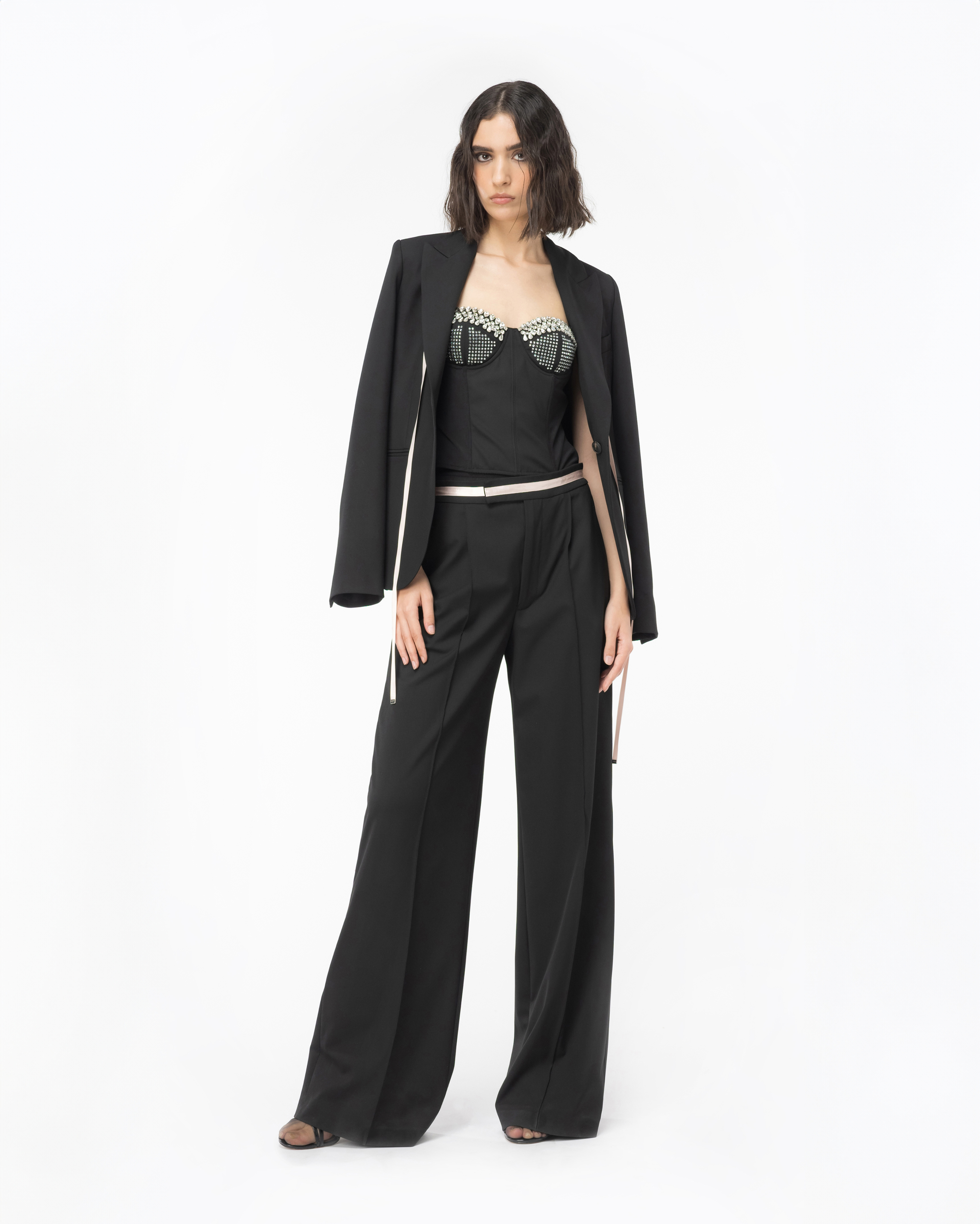 Топ-бюстье Reimagine PINKO by Patrick McDowell со стразами - ЧЕРНЫЙ - large