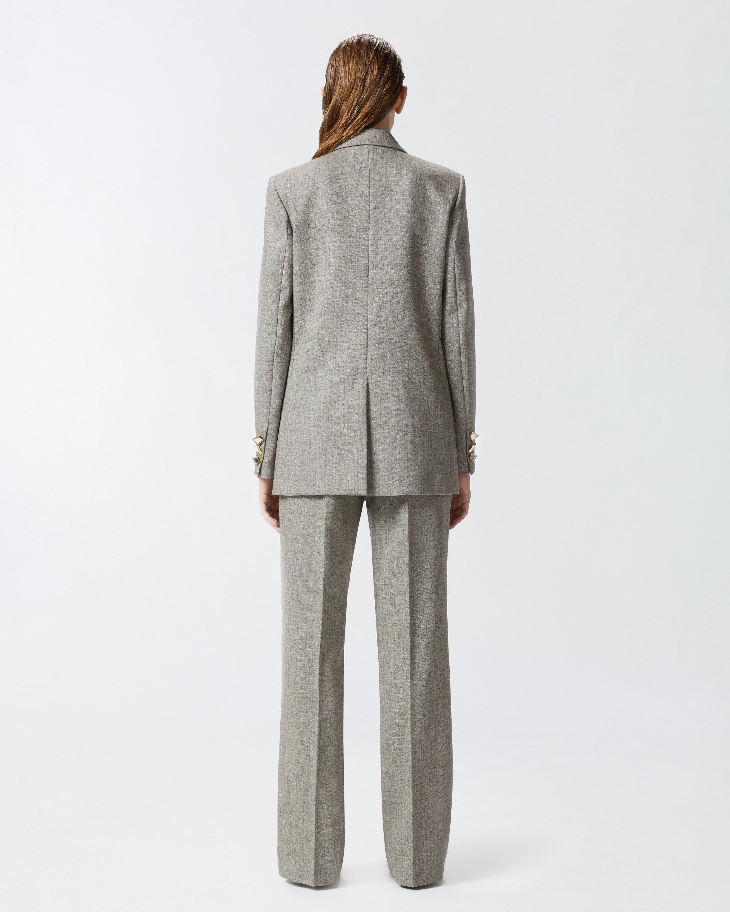 Pinko Cool Wool Blazer With Geometric Buttons In Beige Argile