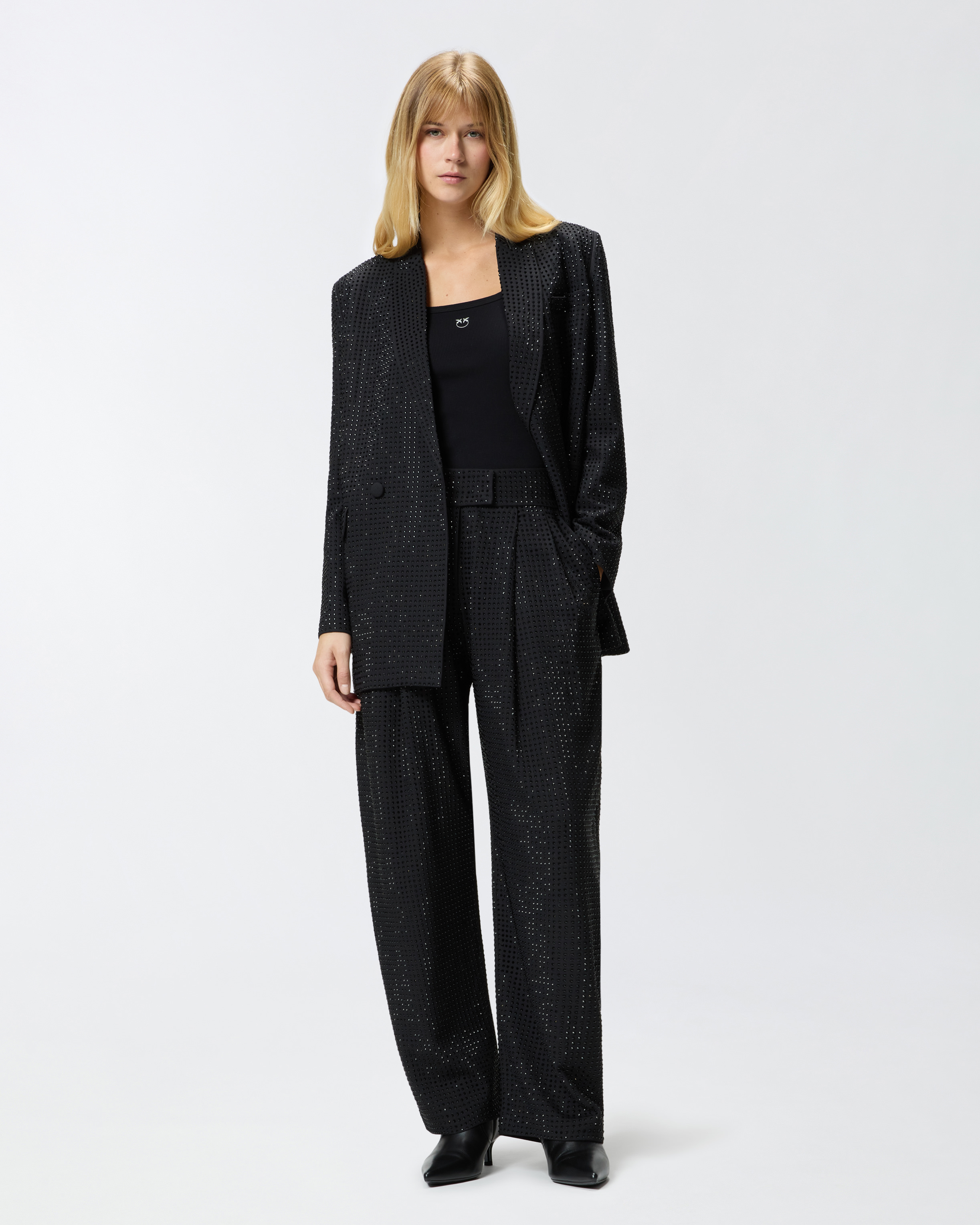 Широкие брюки со стразами - ЧЕРНЫЙ - large | Pinko 
