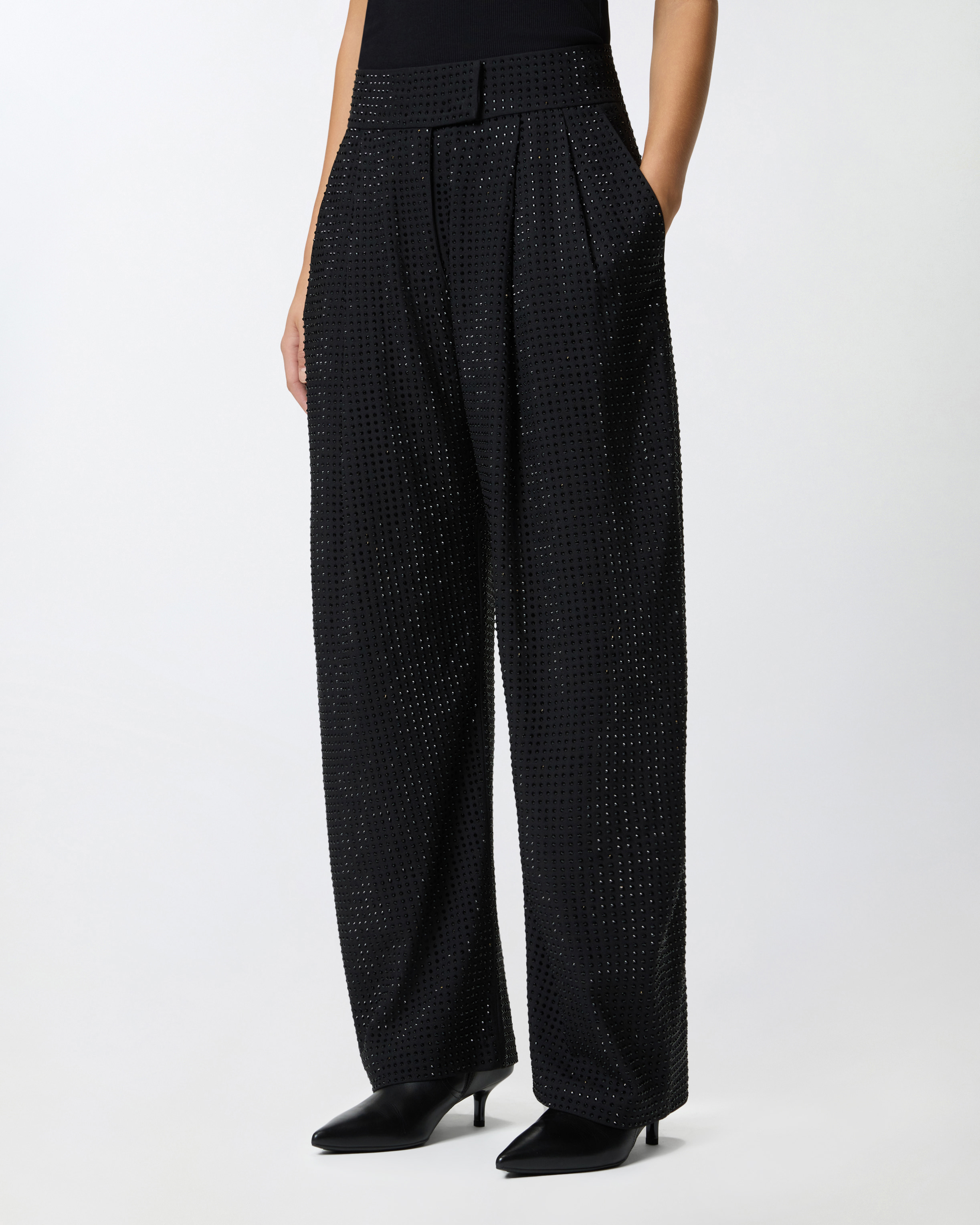 Pantalón de pata ancha con strass 1