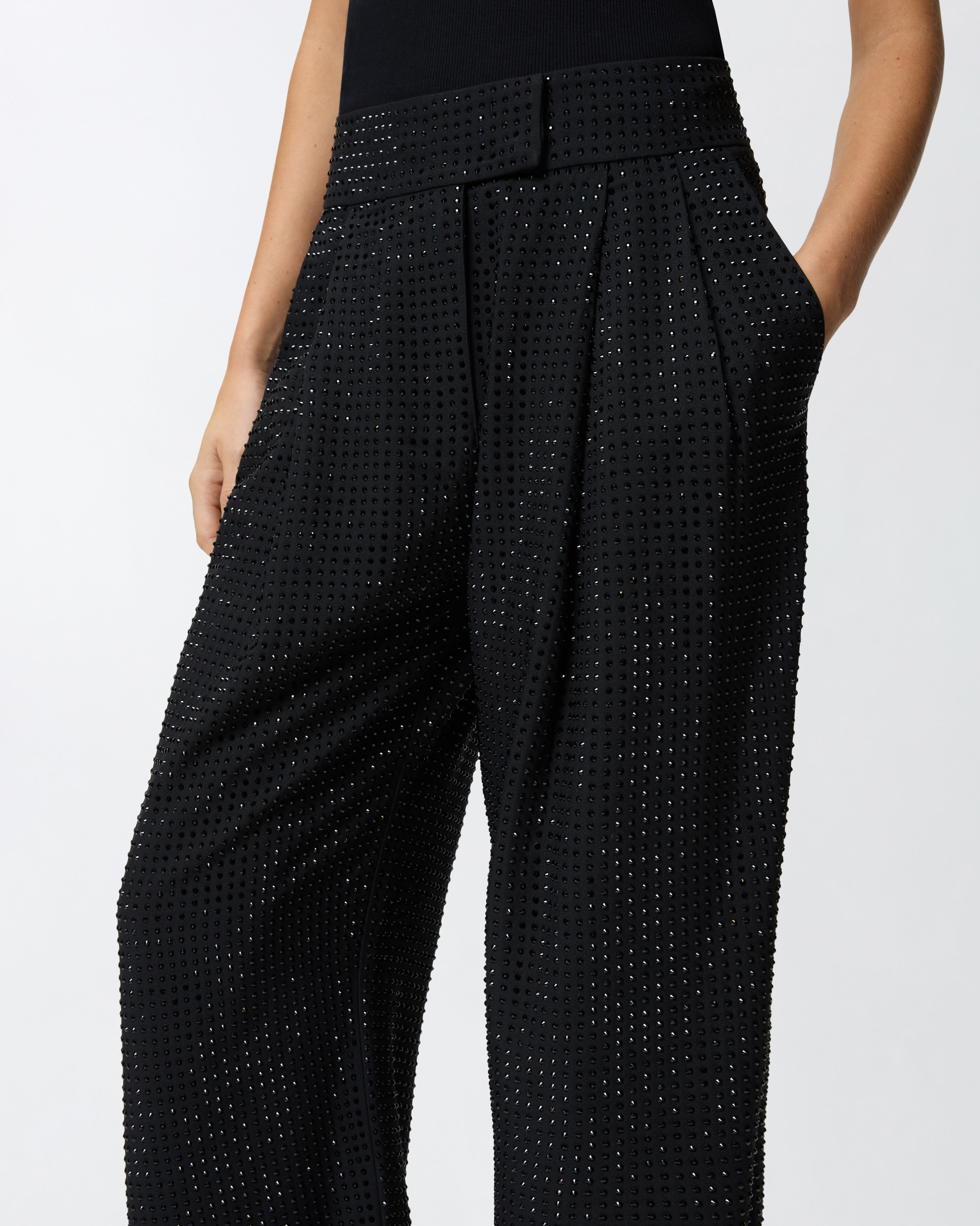 Pantalón de pata ancha con strass 3