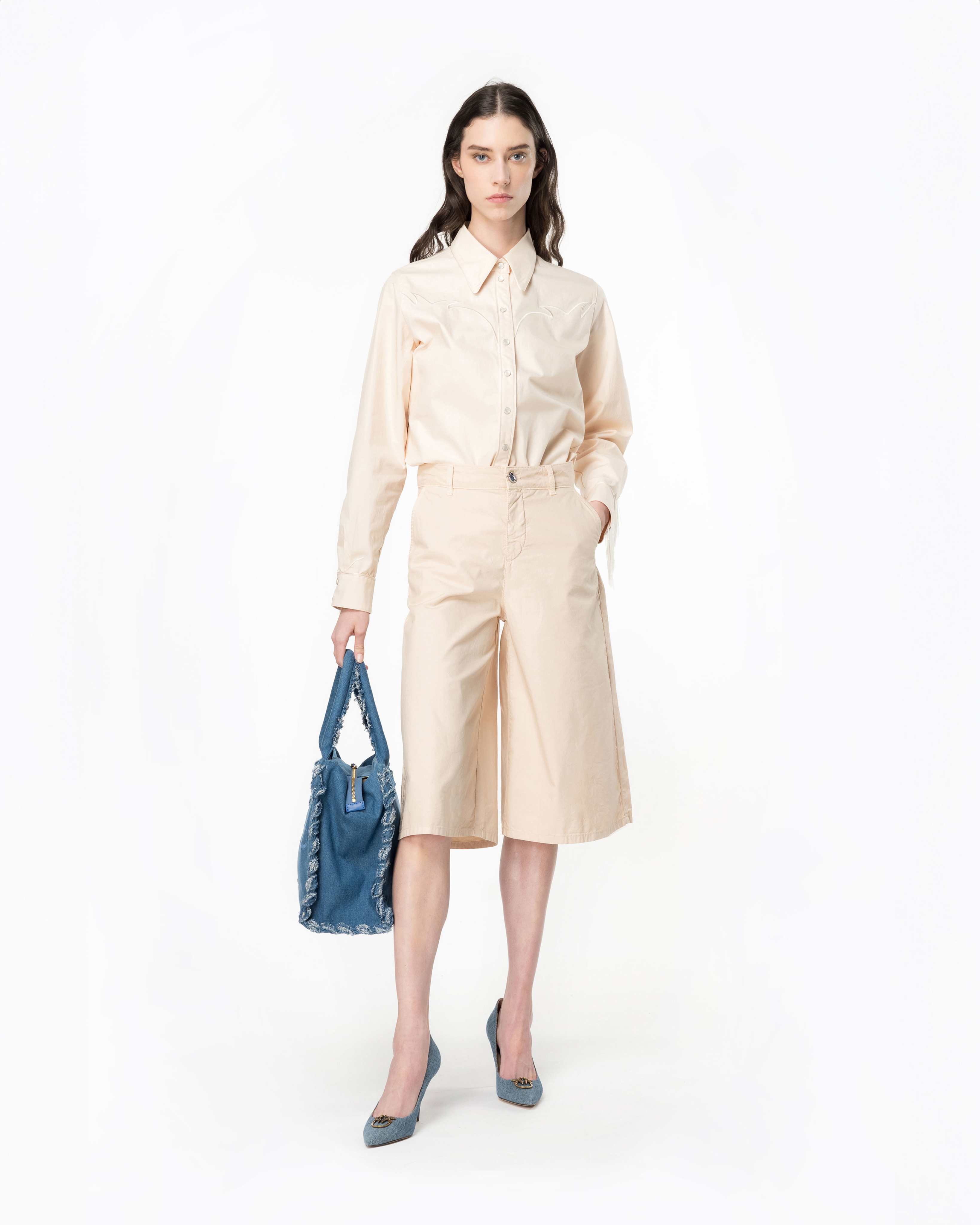 Бермуды из габардина - РОЗОВЫЙ, БЕЛЫЙ - large