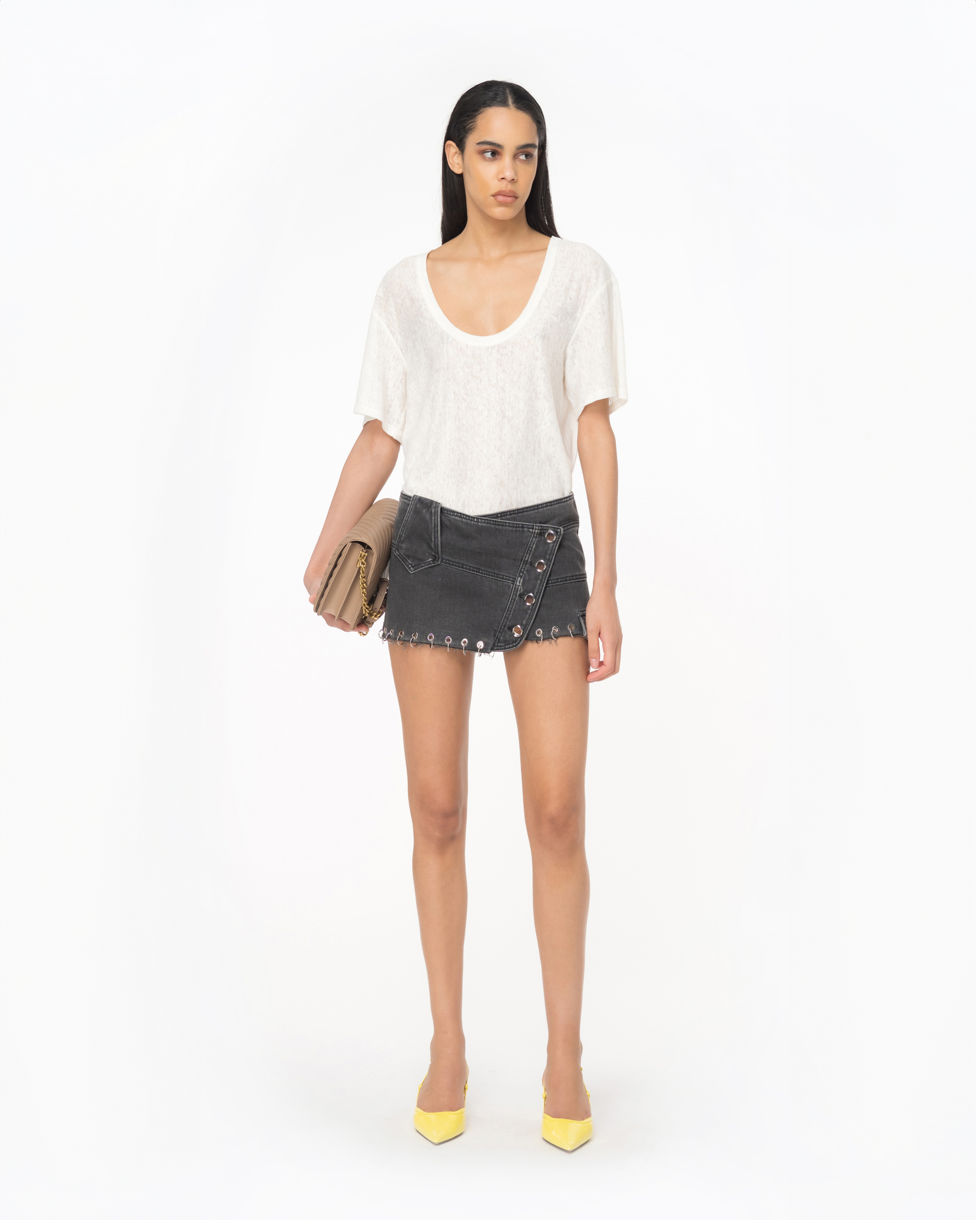 Shop Pinko Slub Linen T-shirt In Snow White