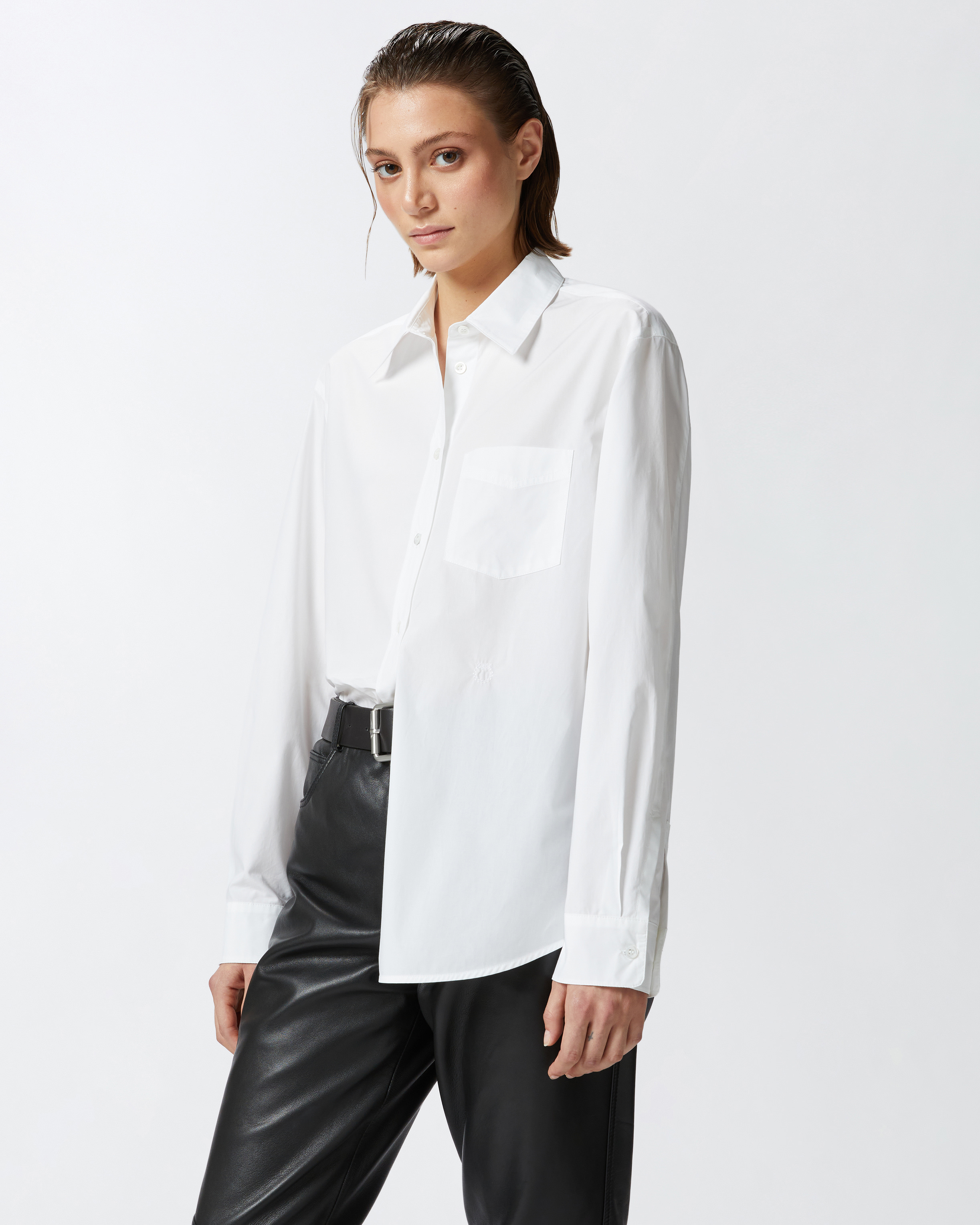 Классическая рубашка из поплина - БЕЛЫЙ - large