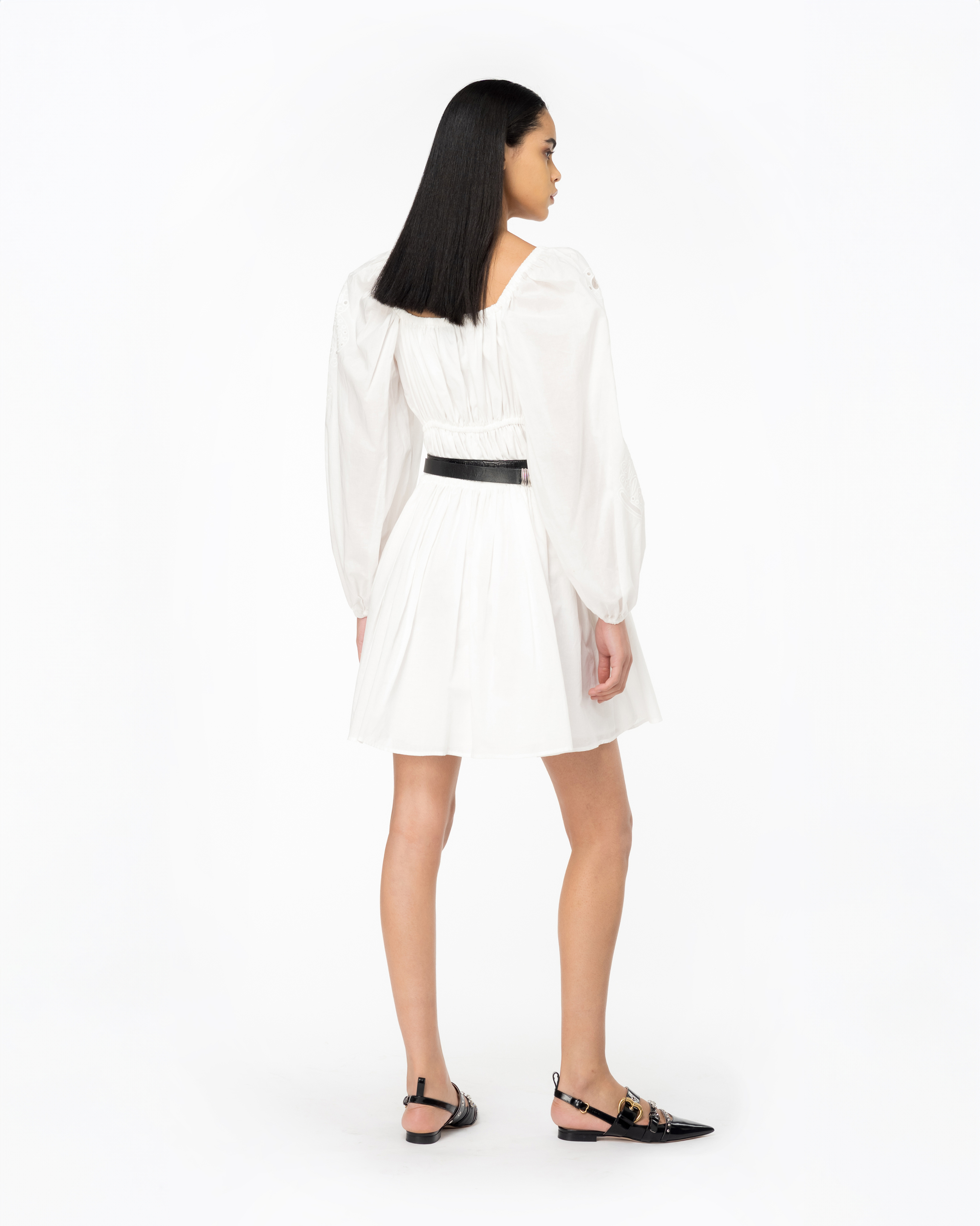 Shop Pinko Mini-robe Avec Broderie Anglaise Style Western In Snow White