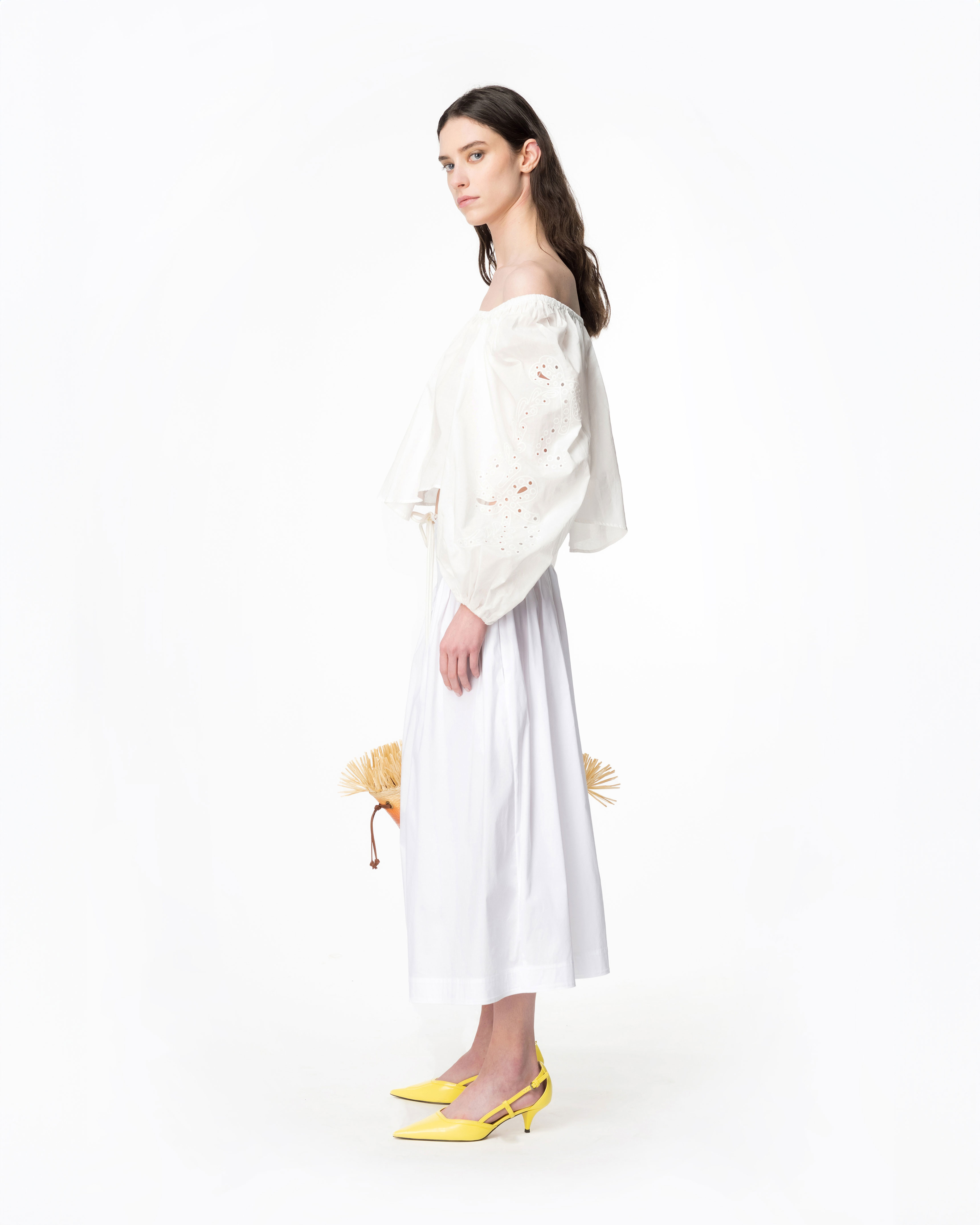 Shop Pinko Short Blouse With Broderie Anglaise In Snow White