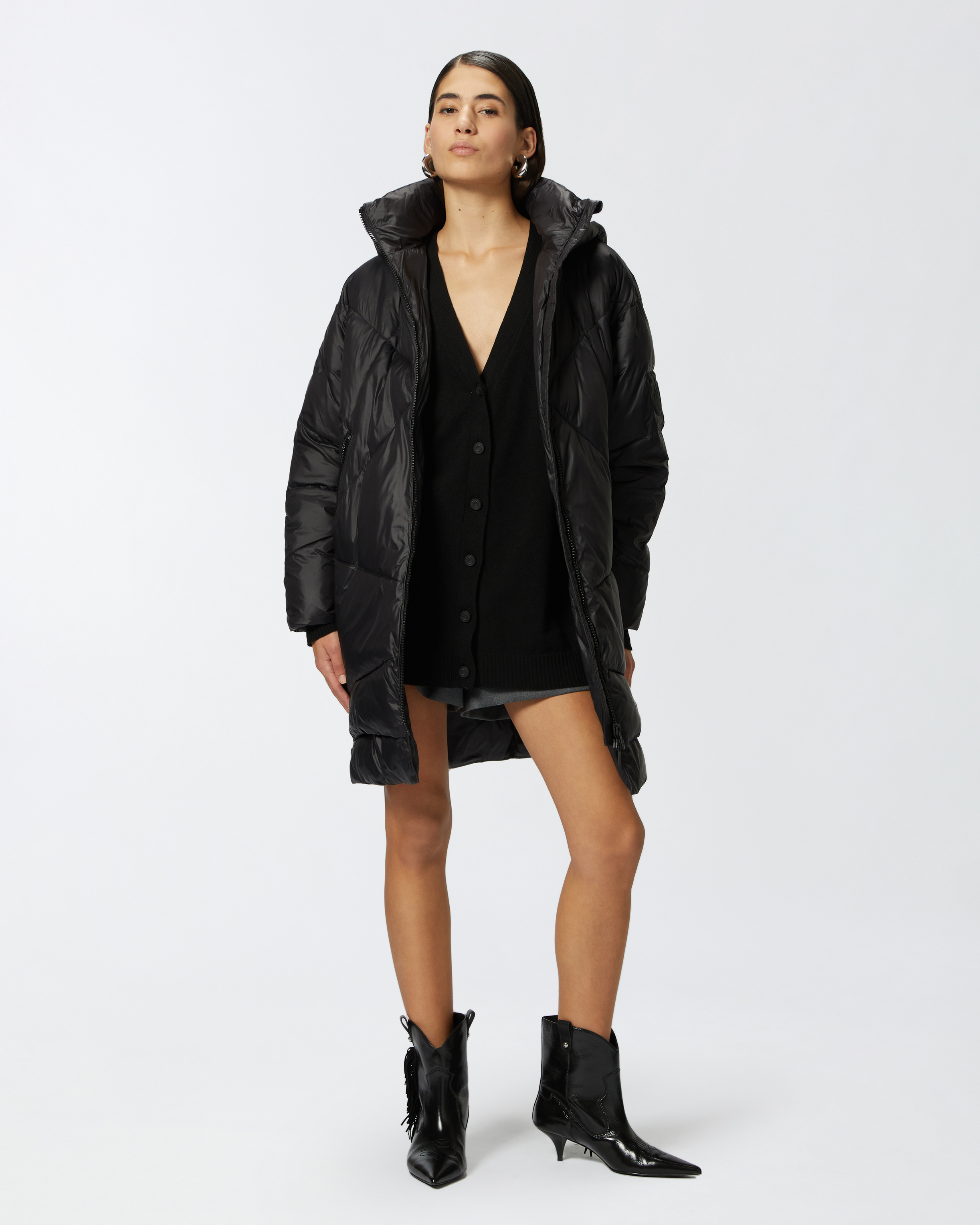 Technical canvas padded puffer jacket with hood PINKO Technical canvas padded puffer jacket with hood PINKO