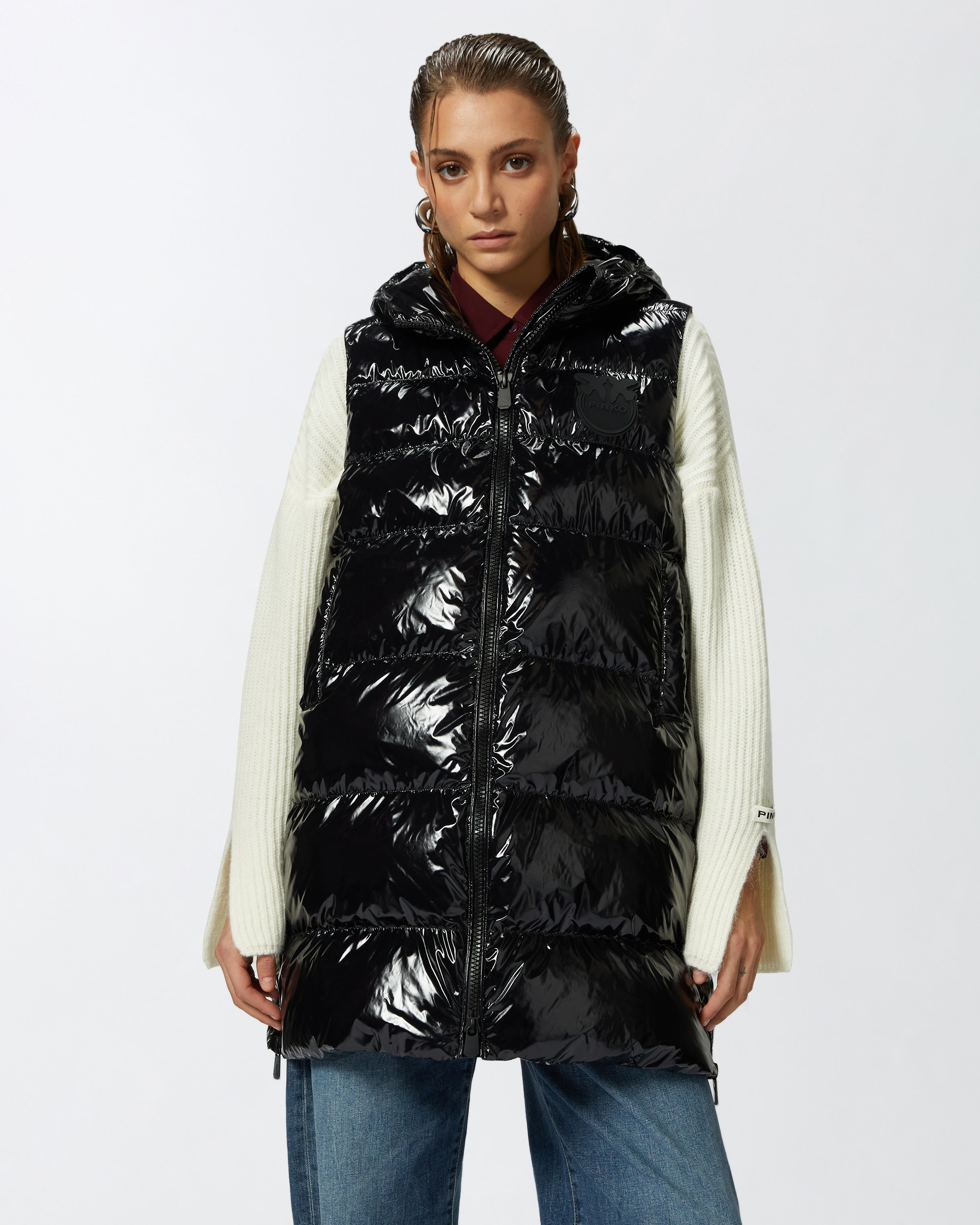 Padded puffer gilet with hood PINKO → Shop Online Padded puffer gilet with hood PINKO → Shop Online
