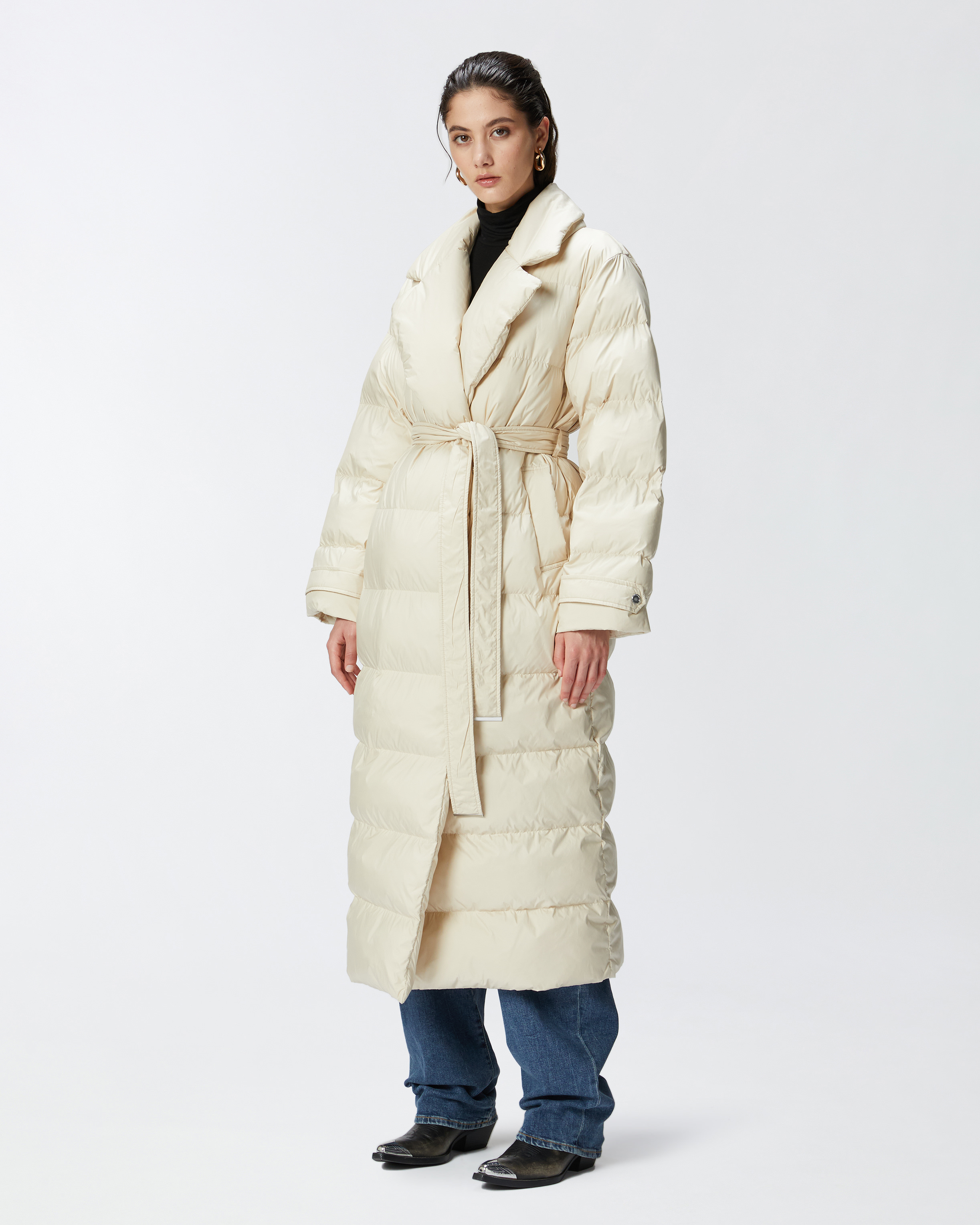 Pinko Taccuino Puffer Coat In Oyster Grey