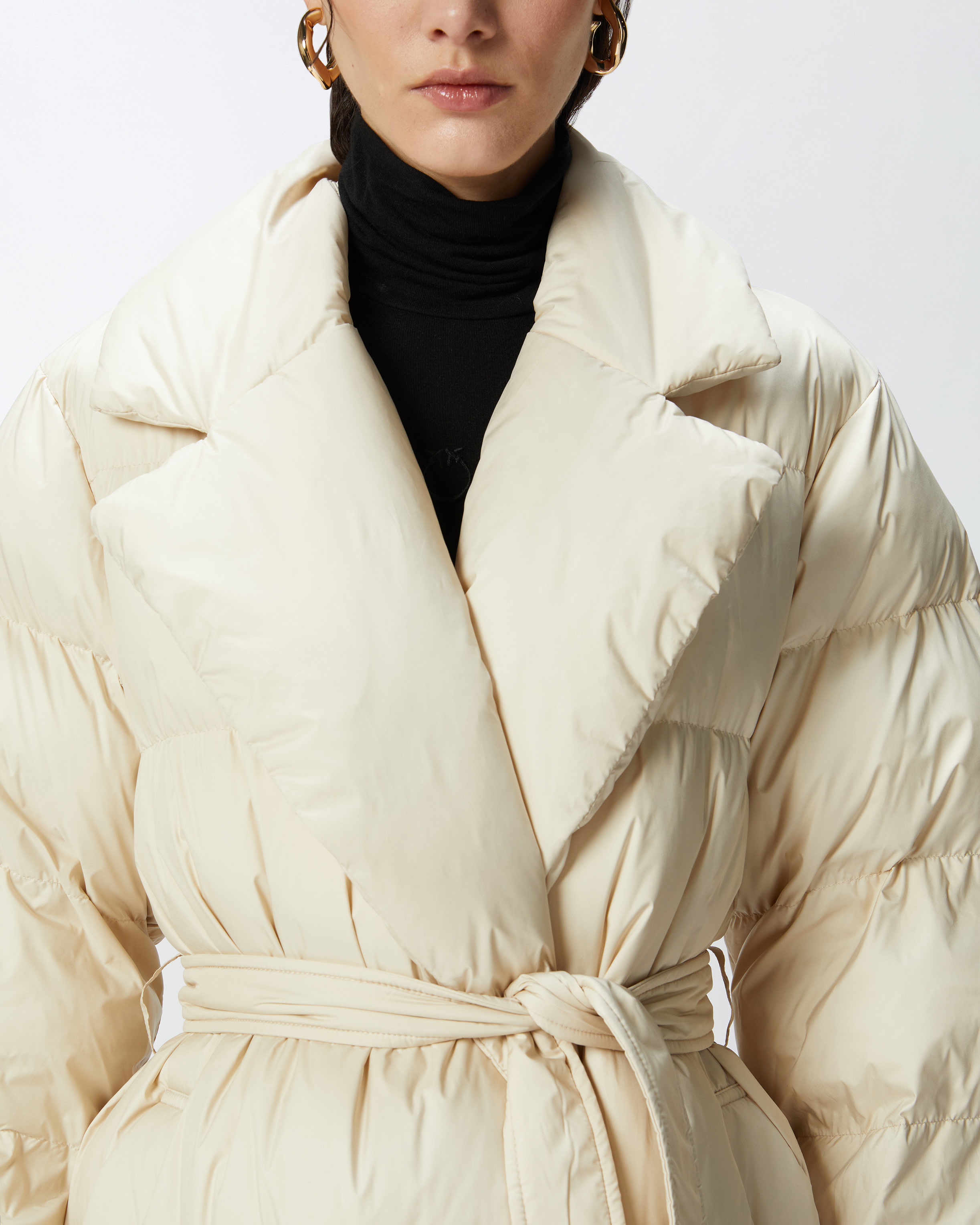 Pinko Taccuino Puffer Coat In Oyster Grey