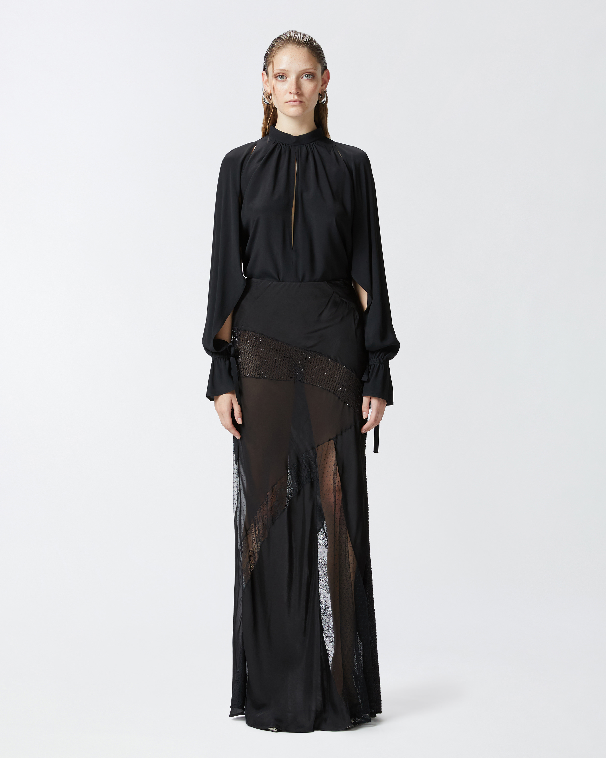 Элегантная юбка в технике пэчворк - ЧЕРНЫЙ - large