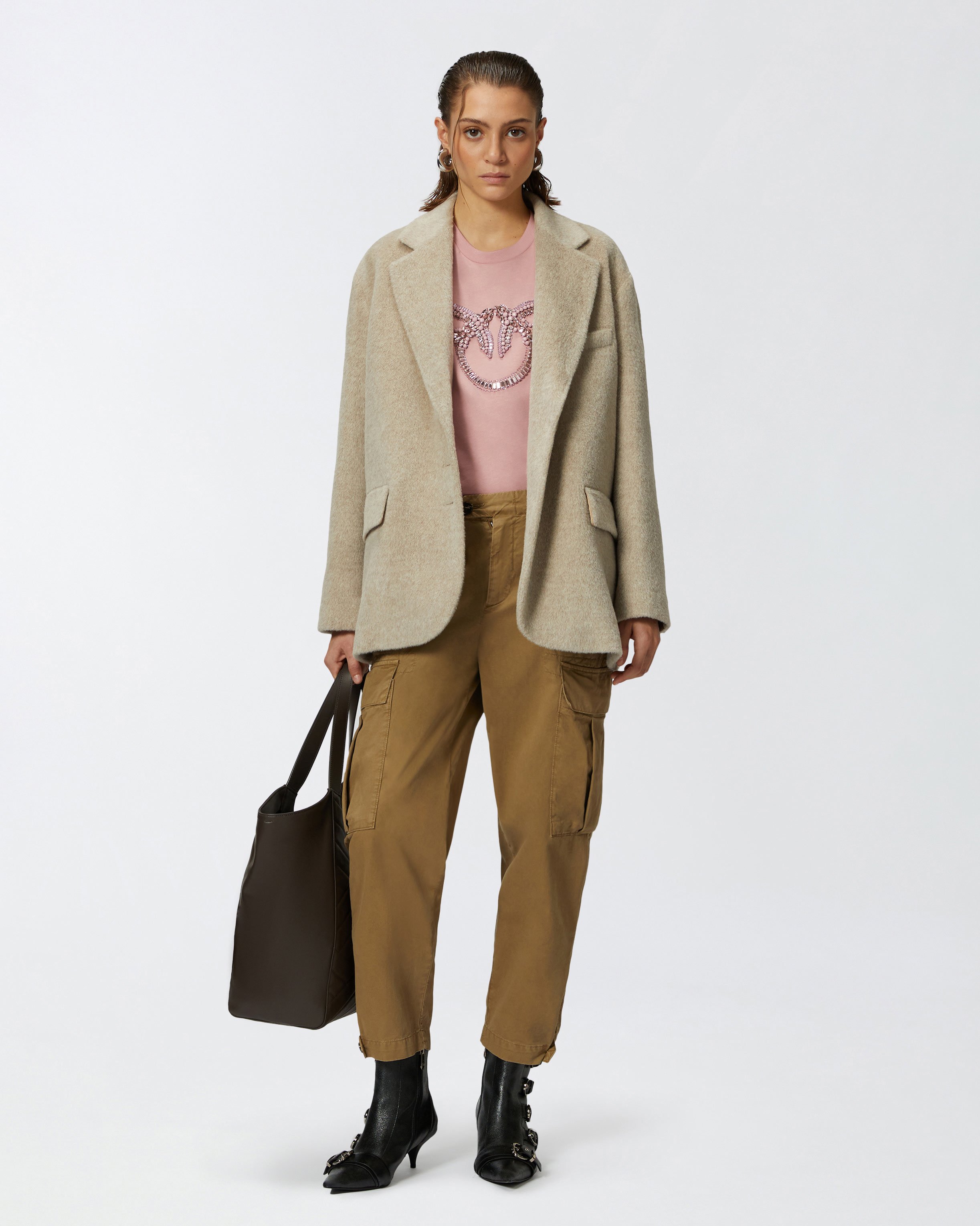 Pinko Gabardine Trousers In Elm Wood Brown