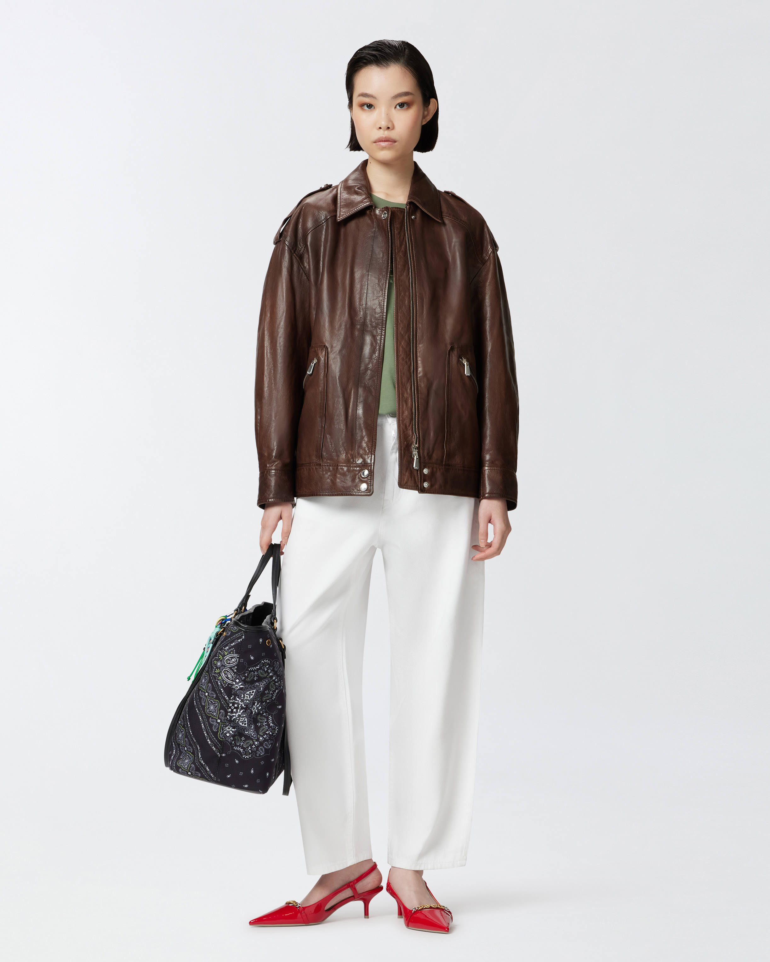 Pinko Jean Ballon En Denim Bull Souple In Bright White