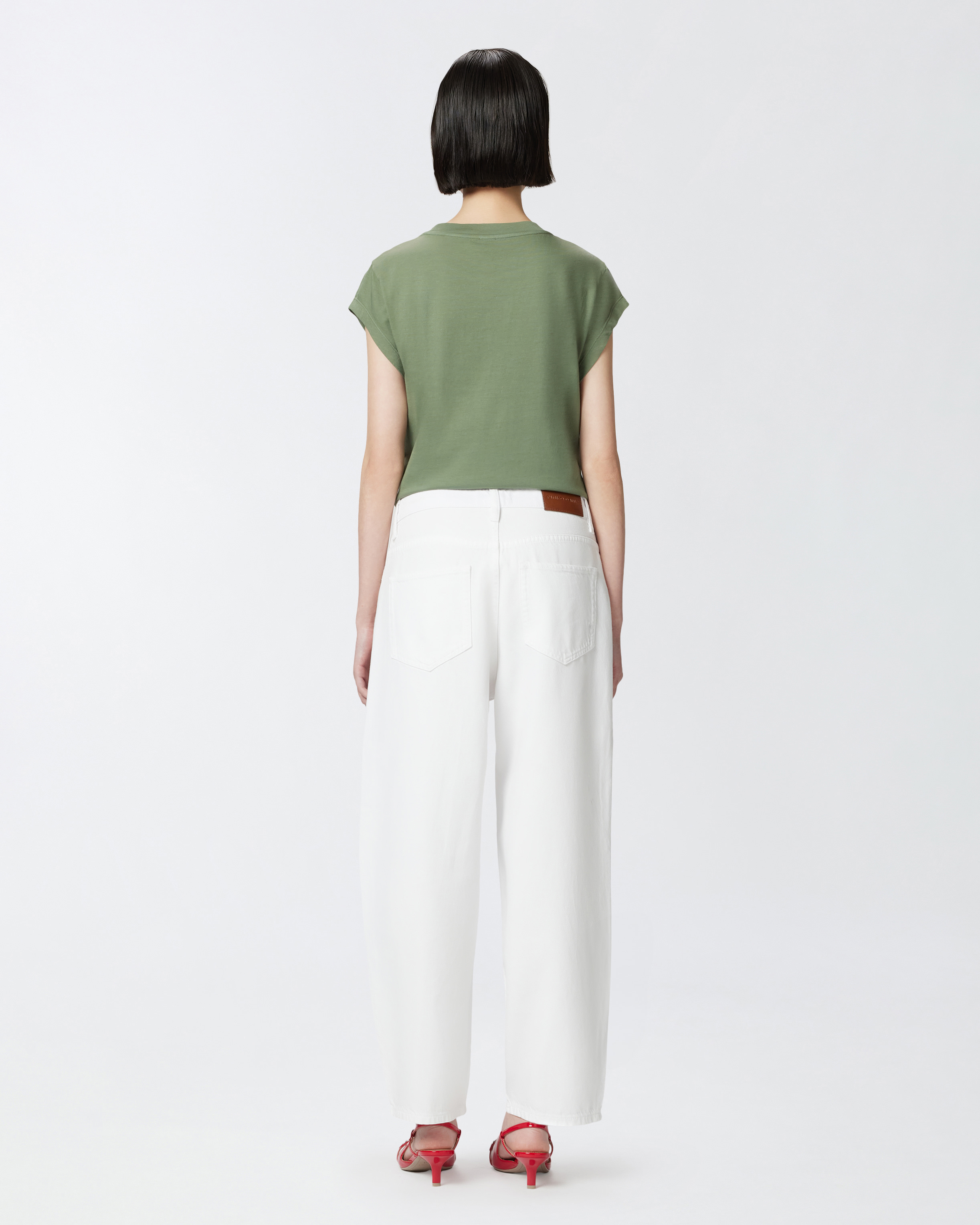 Pinko Jean Ballon En Denim Bull Souple In Bright White
