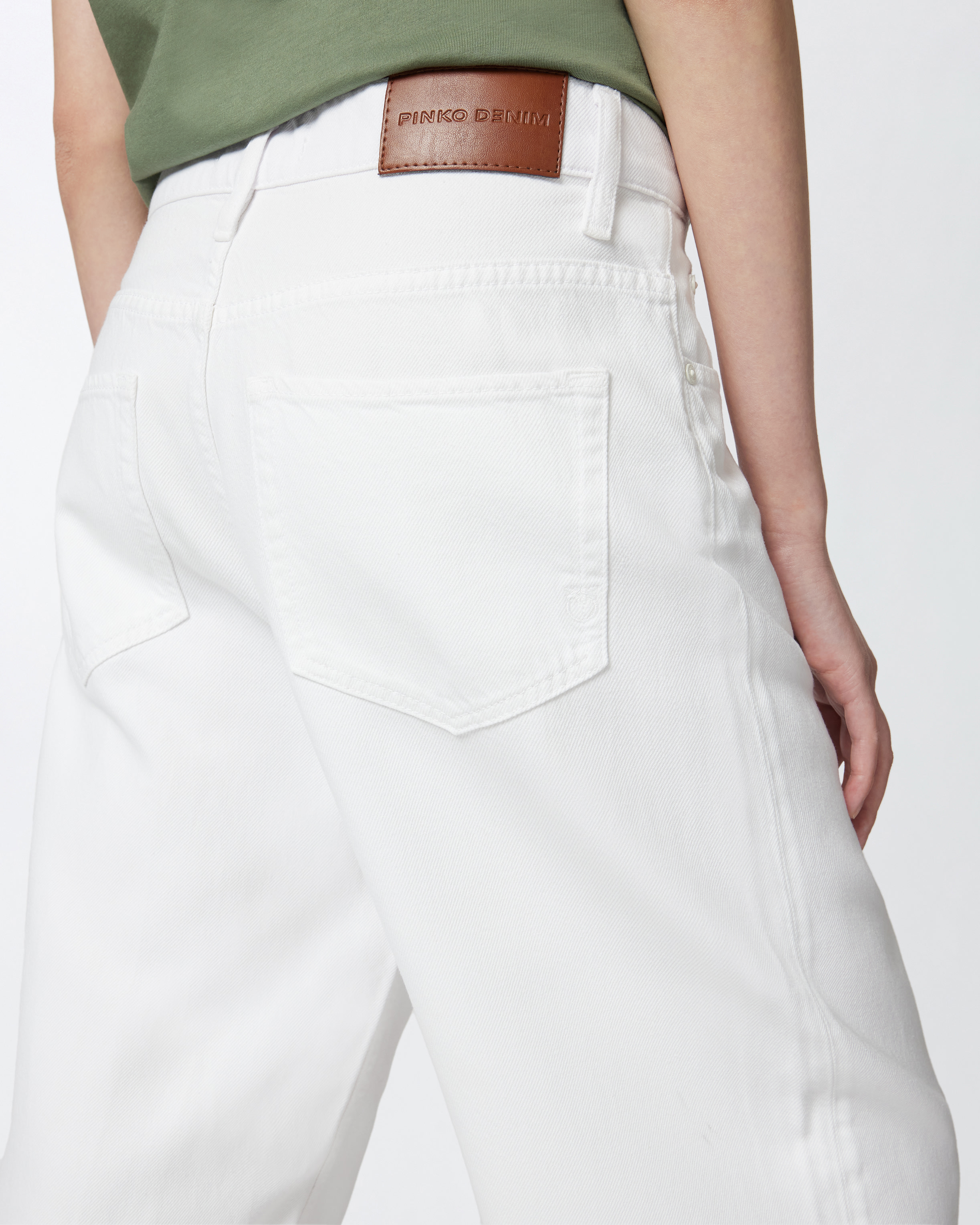 Pinko Jean Ballon En Denim Bull Souple In Bright White