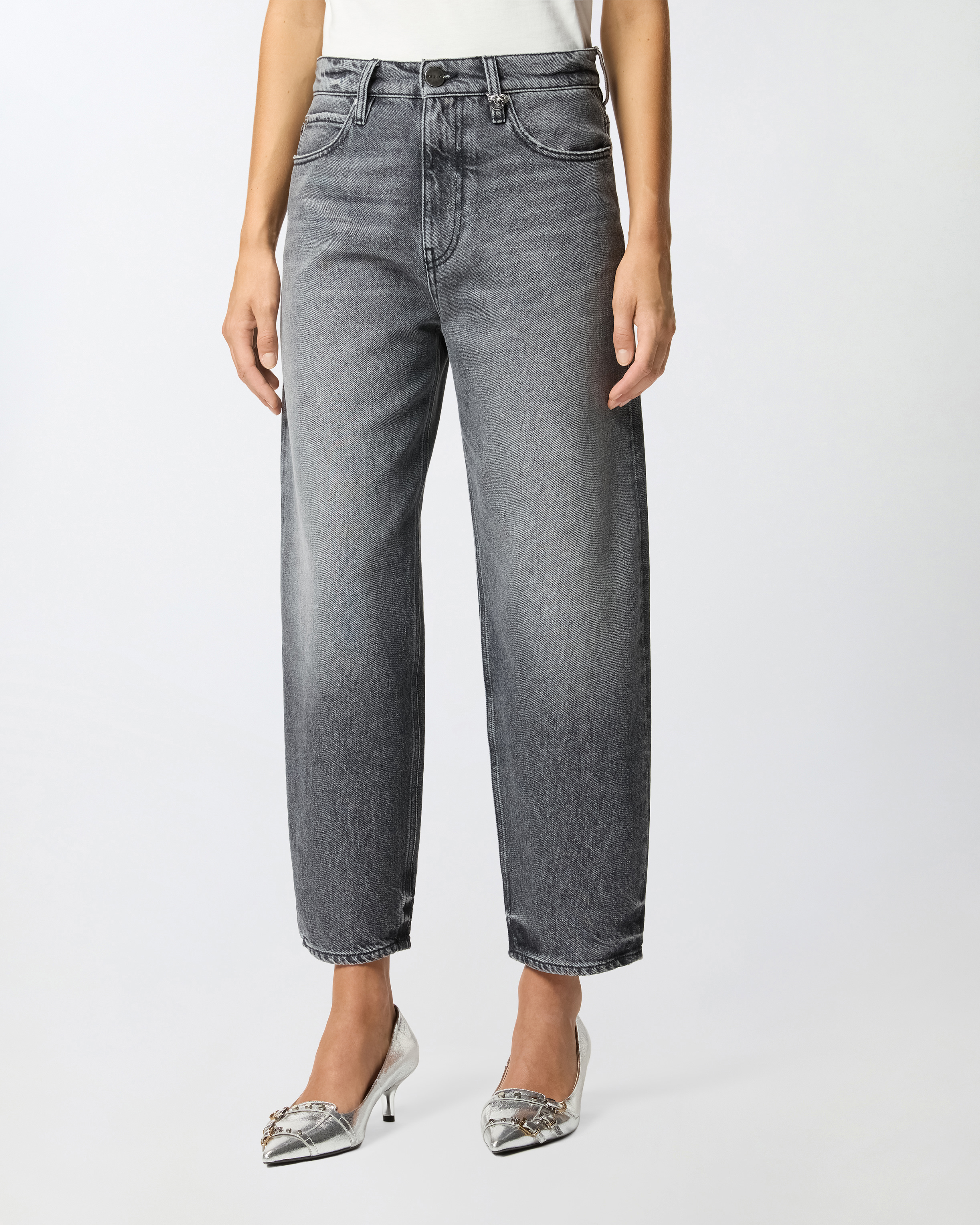 Pinko Estelle Egg Belt Loops Trousers In Gray