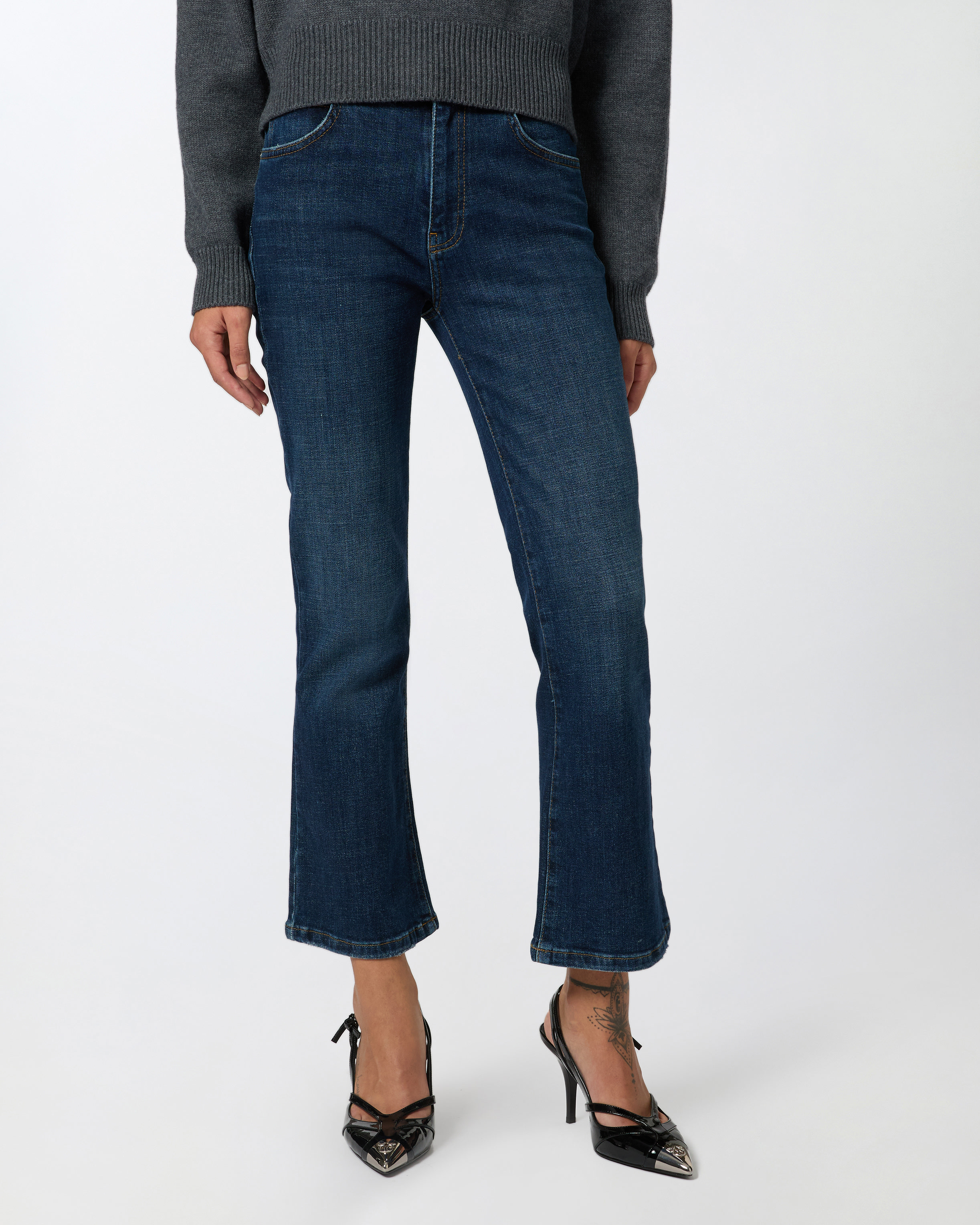 Pinko Dark Denim Bootcut Jeans In Dark Vintage Wash
