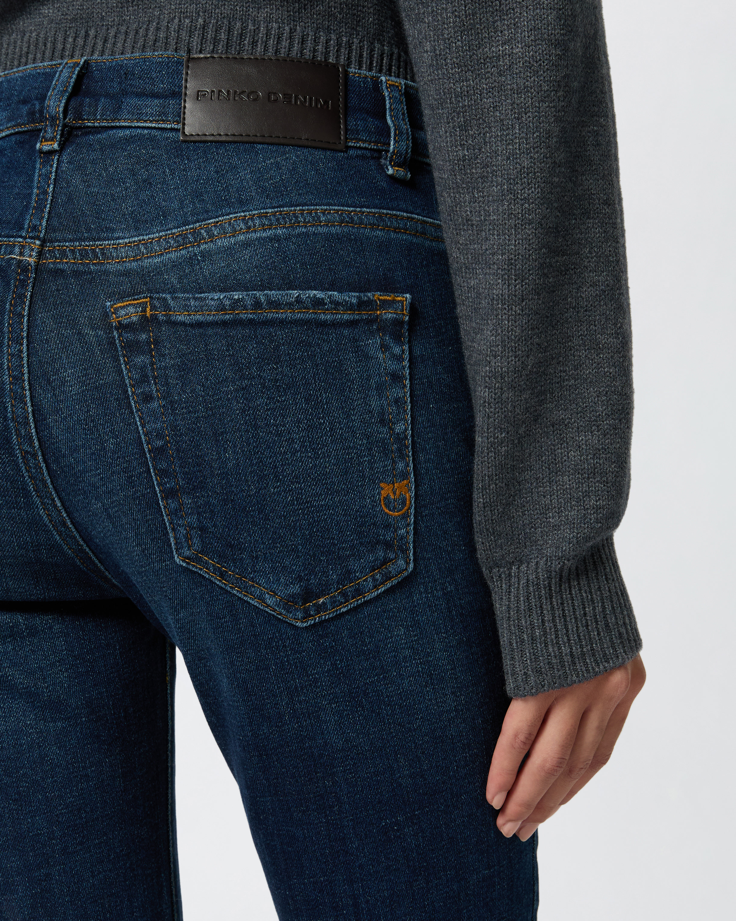 Pinko Dark Denim Bootcut Jeans In Dark Vintage Wash
