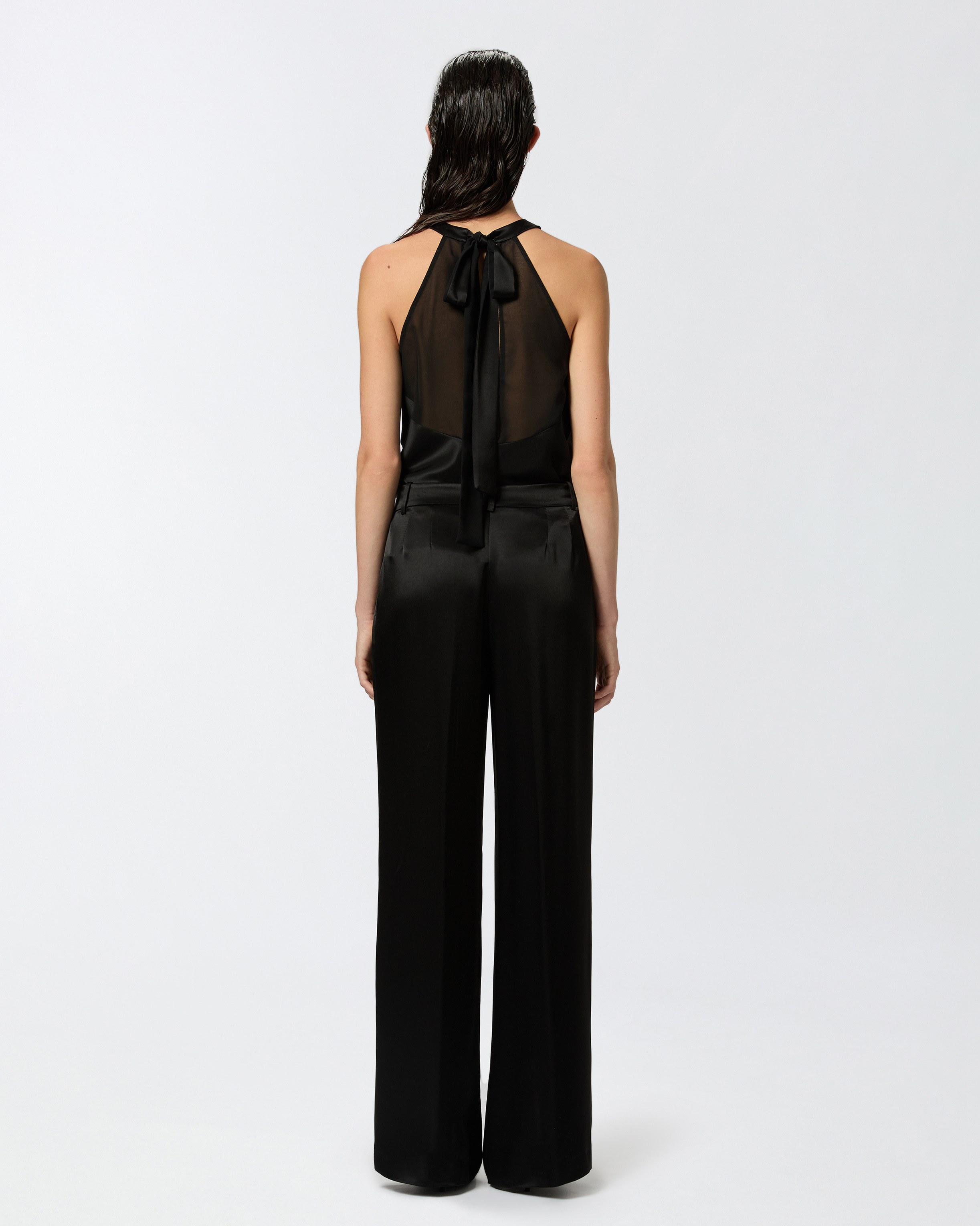 Satin and georgette top with bow PINKO → Shop Online