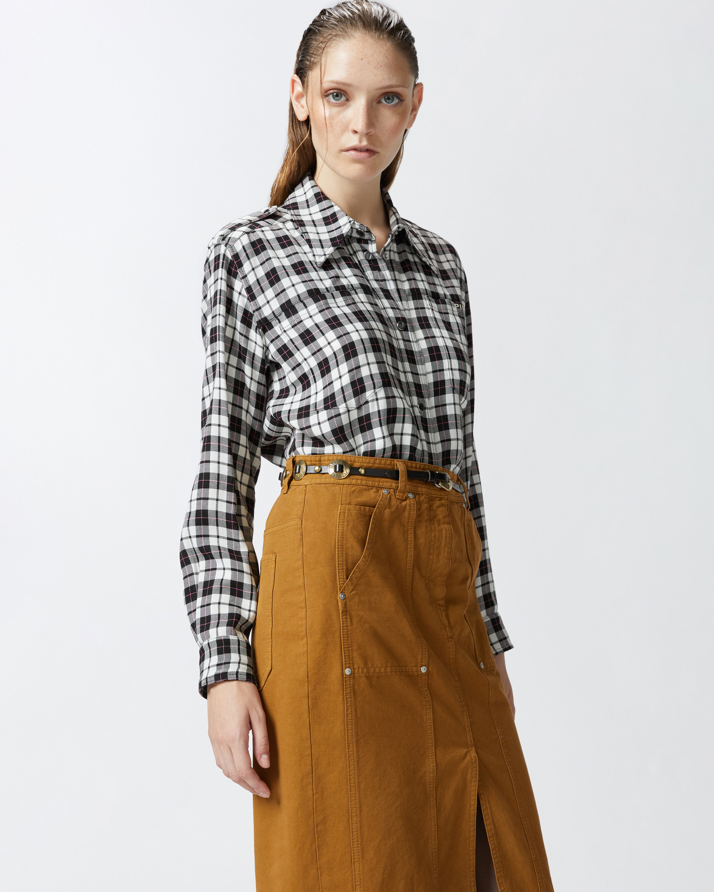 Классическая рубашка в клетку  - ЧЕРНЫЙ, fuchsia, multicolor, БЕЛЫЙ - large