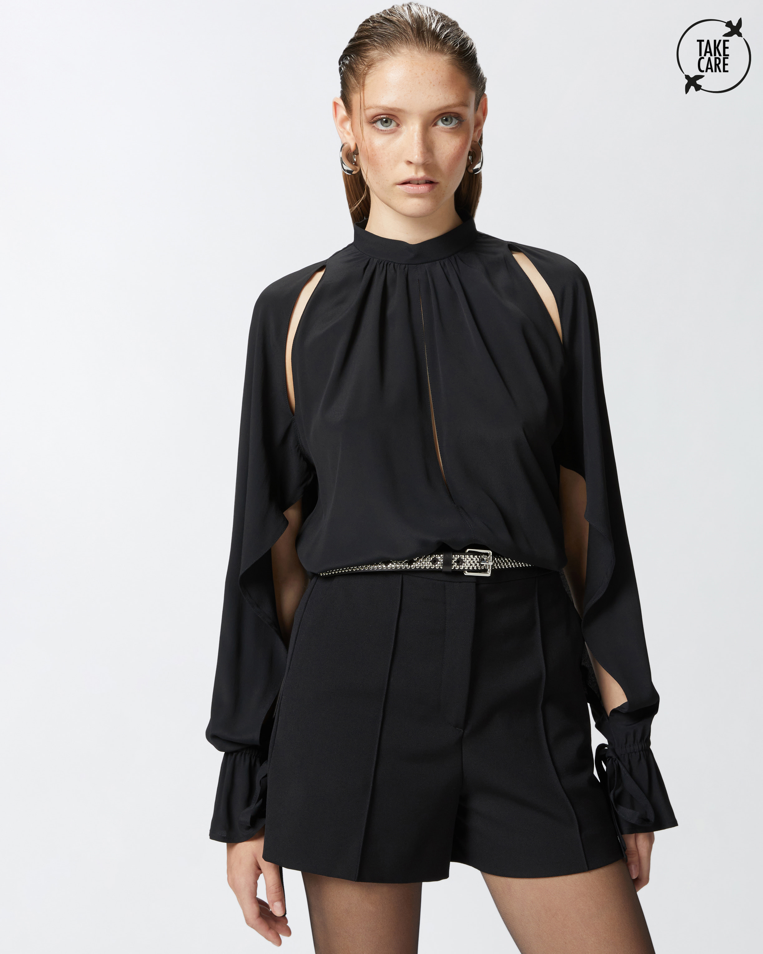 PINKO　シルクフレアワンピース　42 PINKOシルクフレアワンピース42