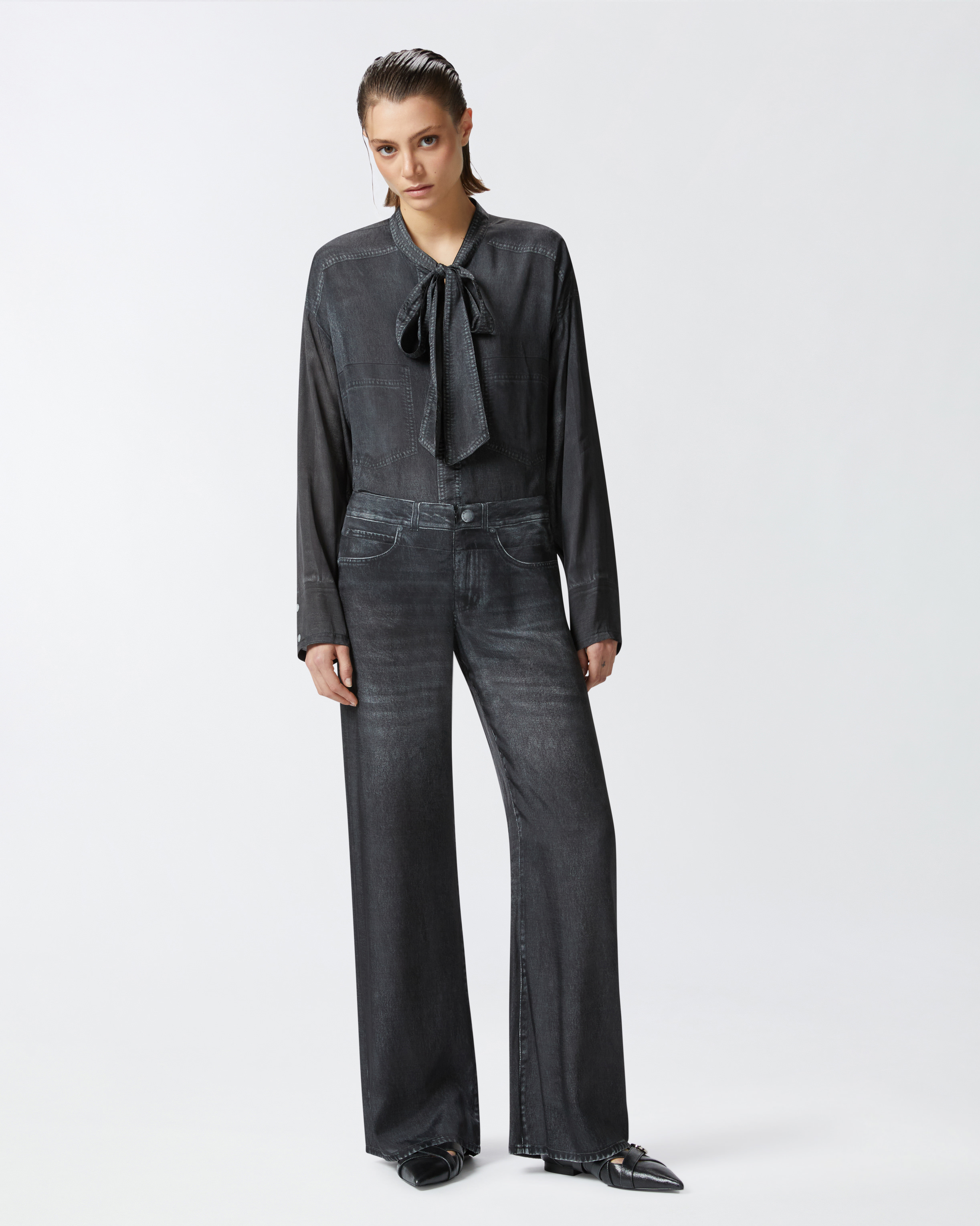 Pinko Sabrina Cotton-blend Jeans In Grey/black