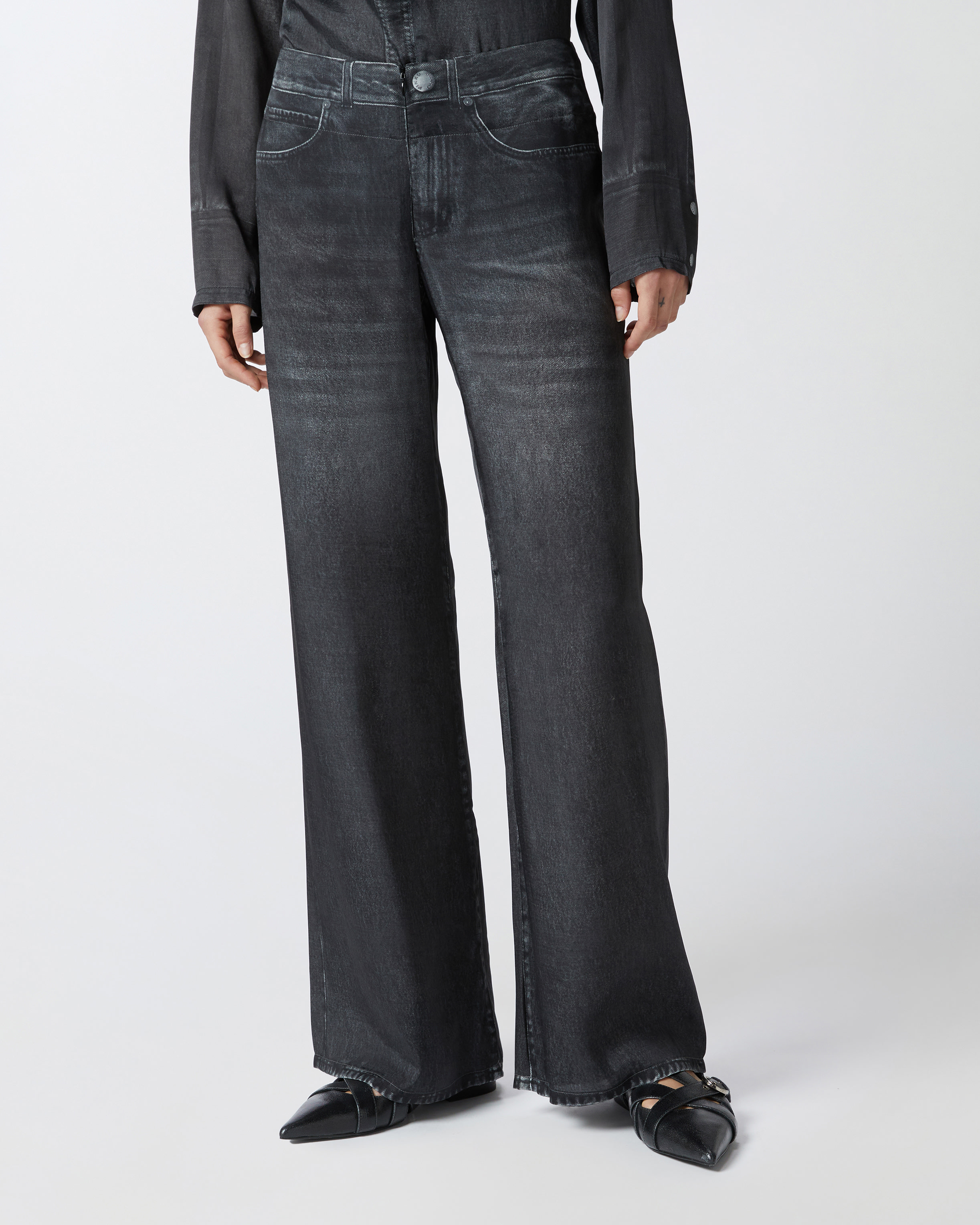 Pinko Sabrina Cotton-blend Jeans In Grey/black