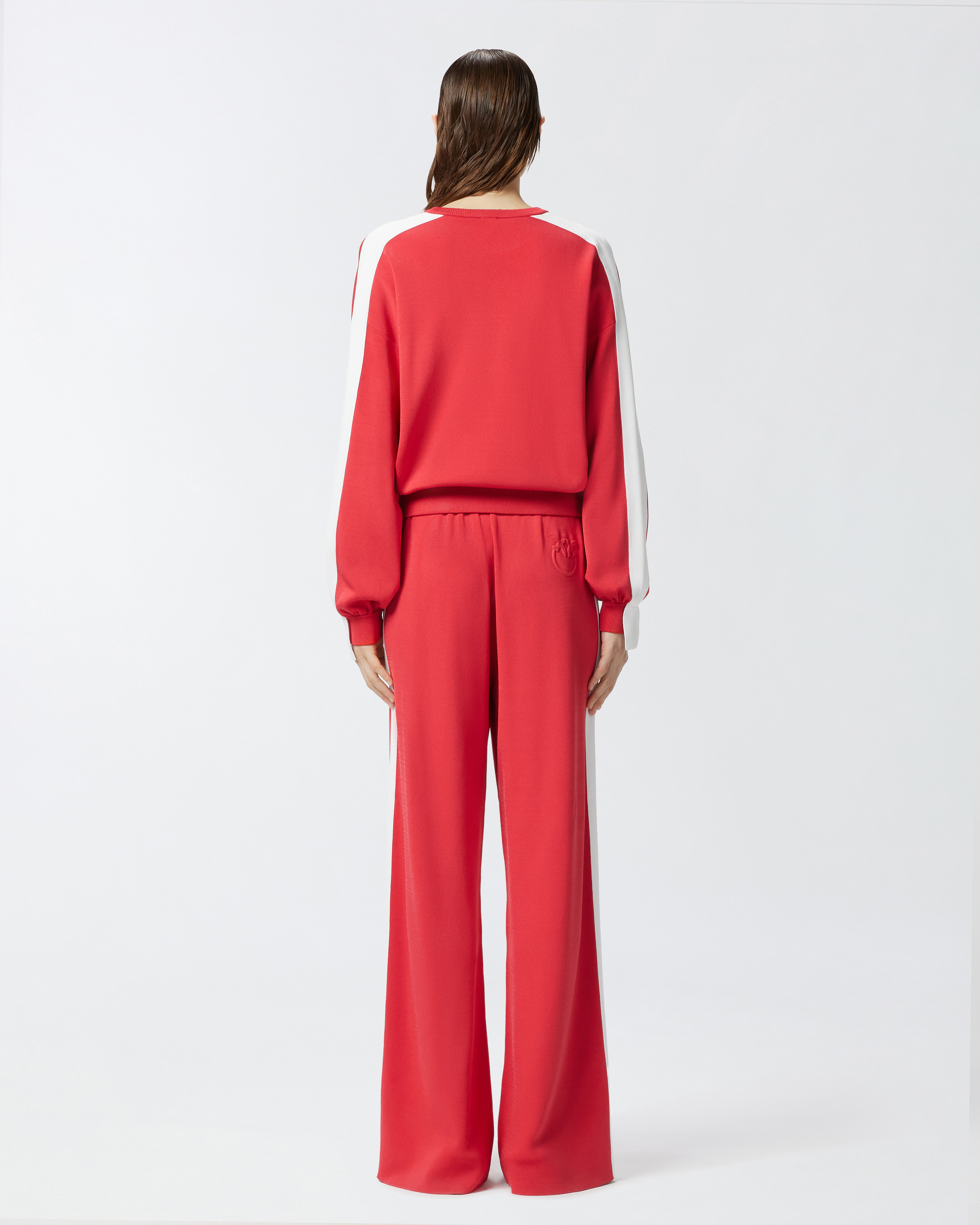 Pinko Crew-neck Sweatshirt With Wide Sleeves And Raised Logo